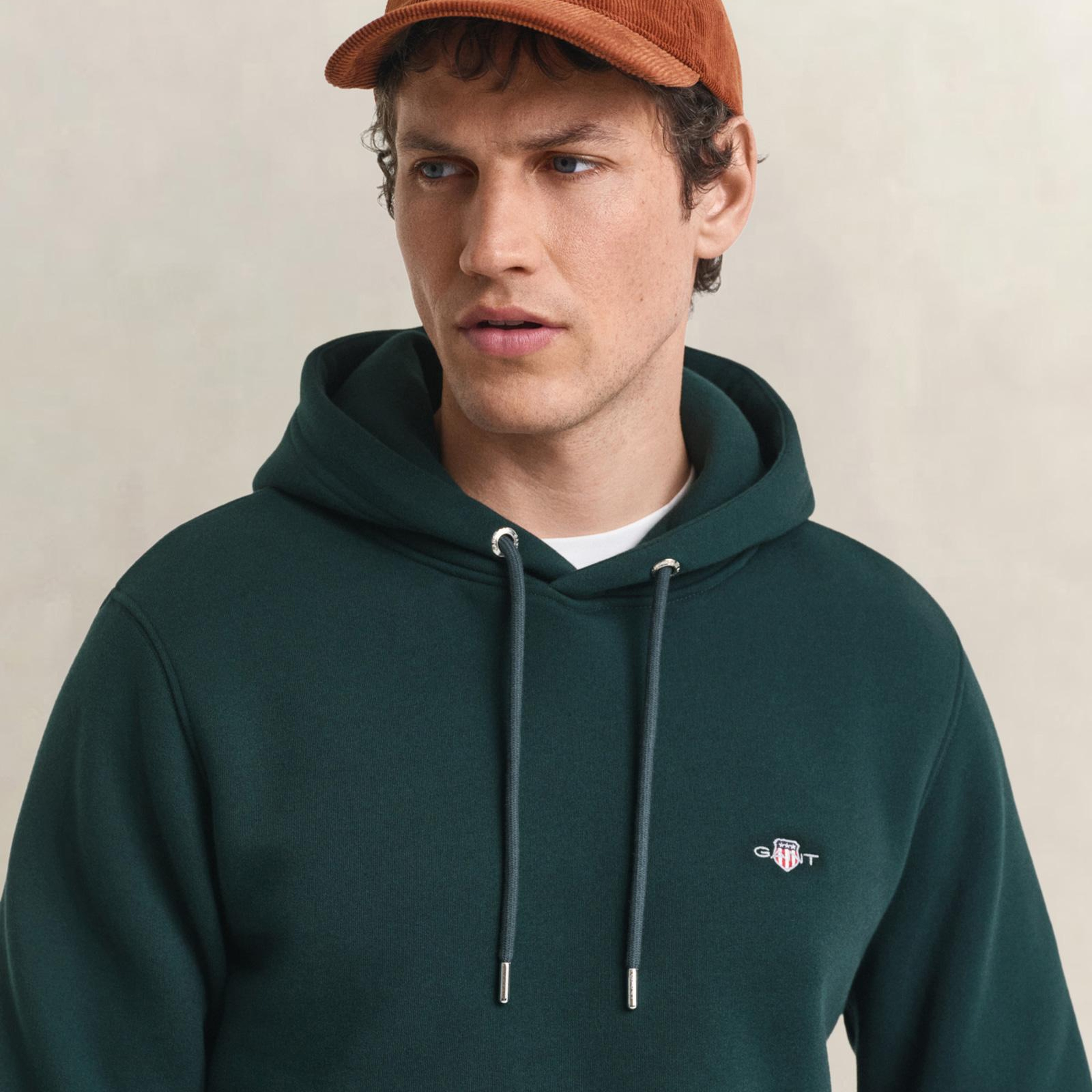 GANT Erkek Yeşil Regular Fit Kapüşonlu Sweatshirt
