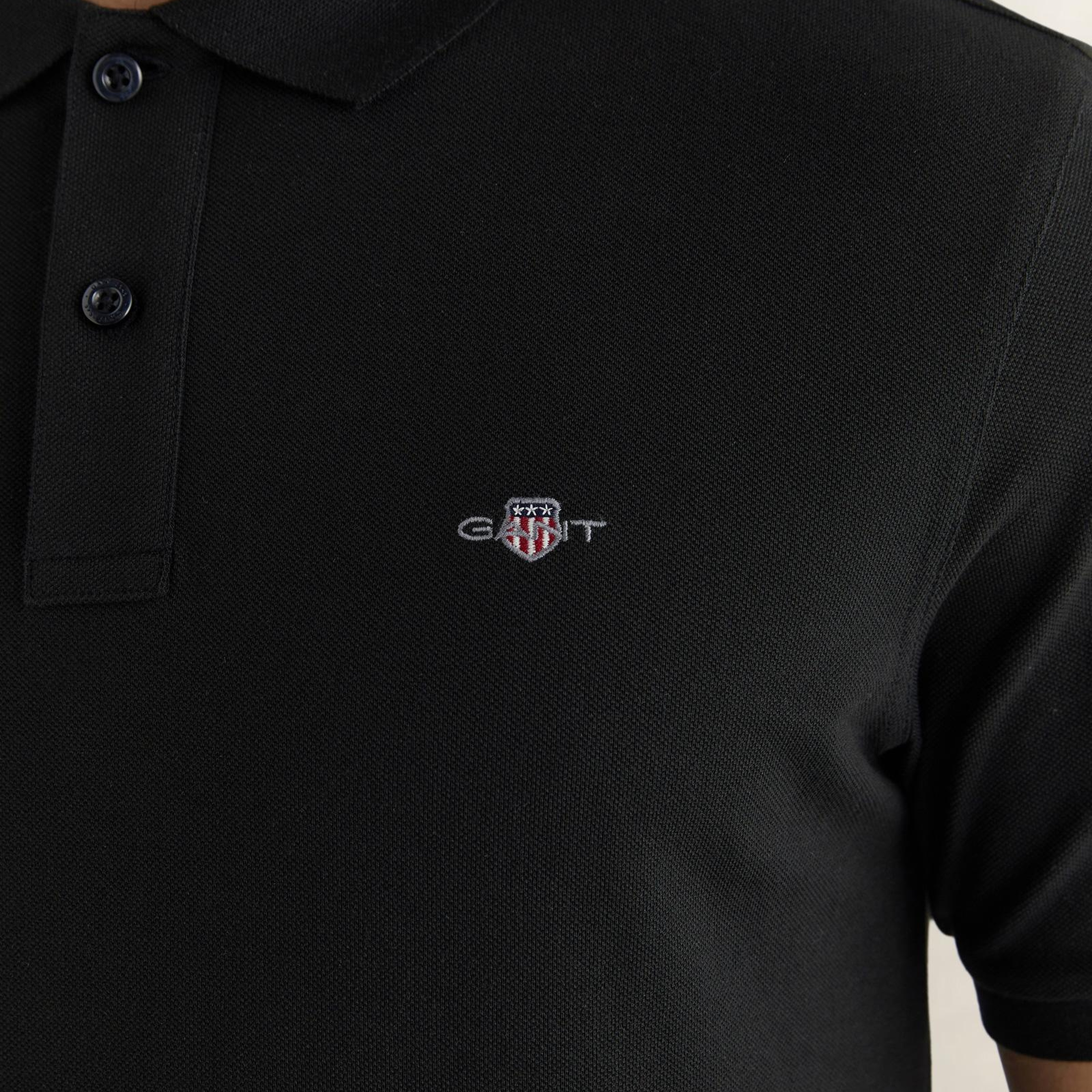 GANT Erkek Siyah Regular Fit Logolu Polo Yaka T-Shirt