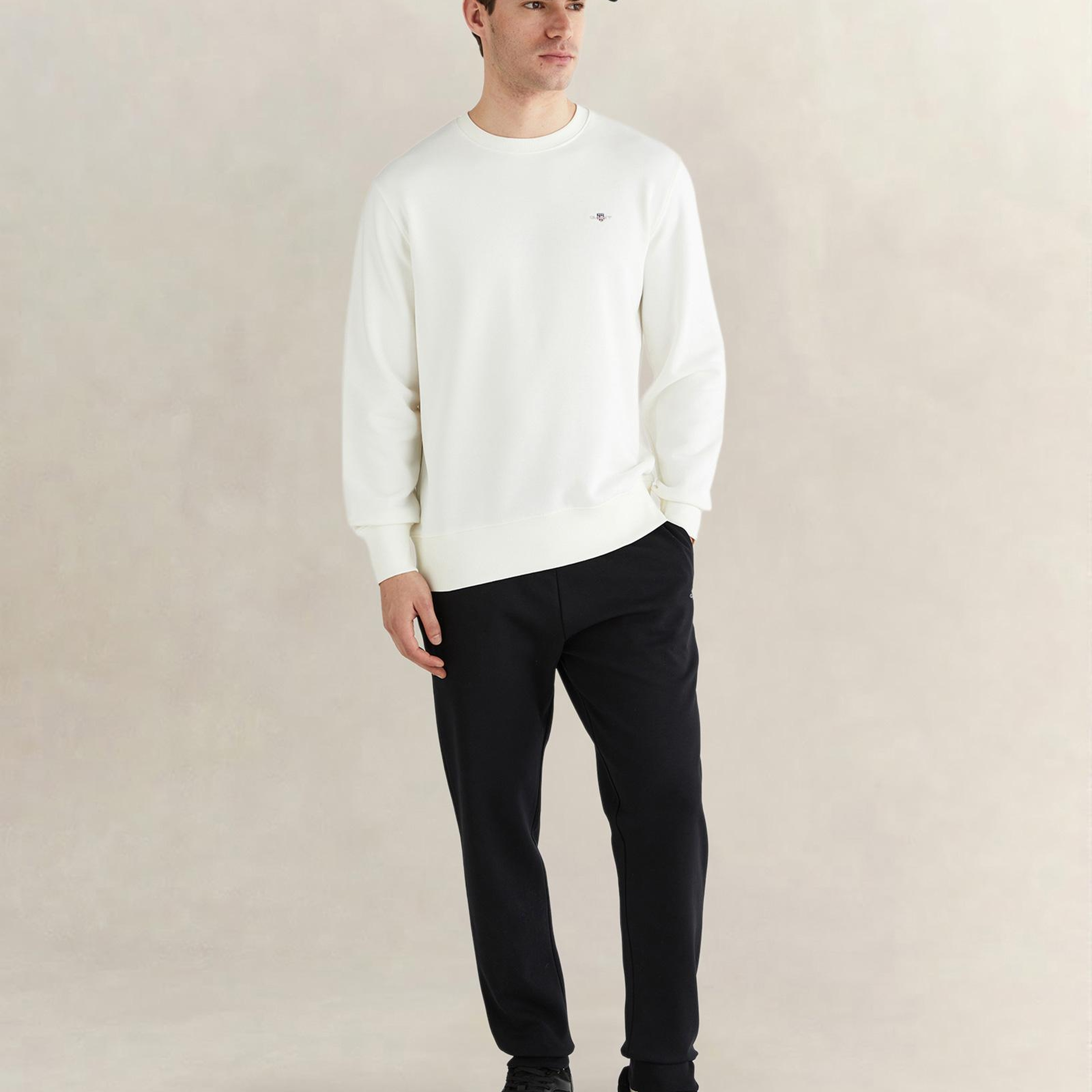GANT Erkek Krem Regular Fit Bisiklet Yaka Sweatshirt