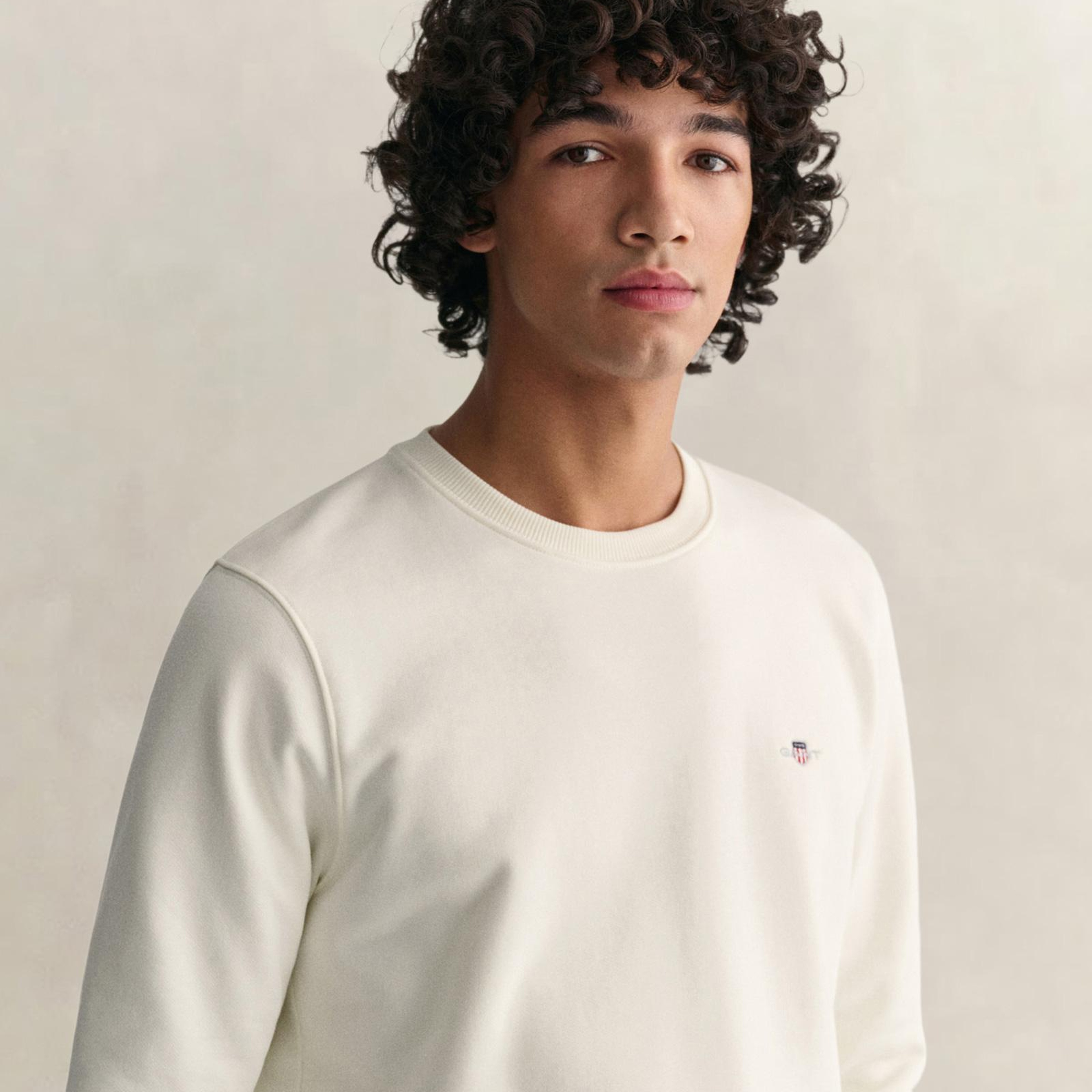 GANT Erkek Krem Regular Fit Bisiklet Yaka Sweatshirt