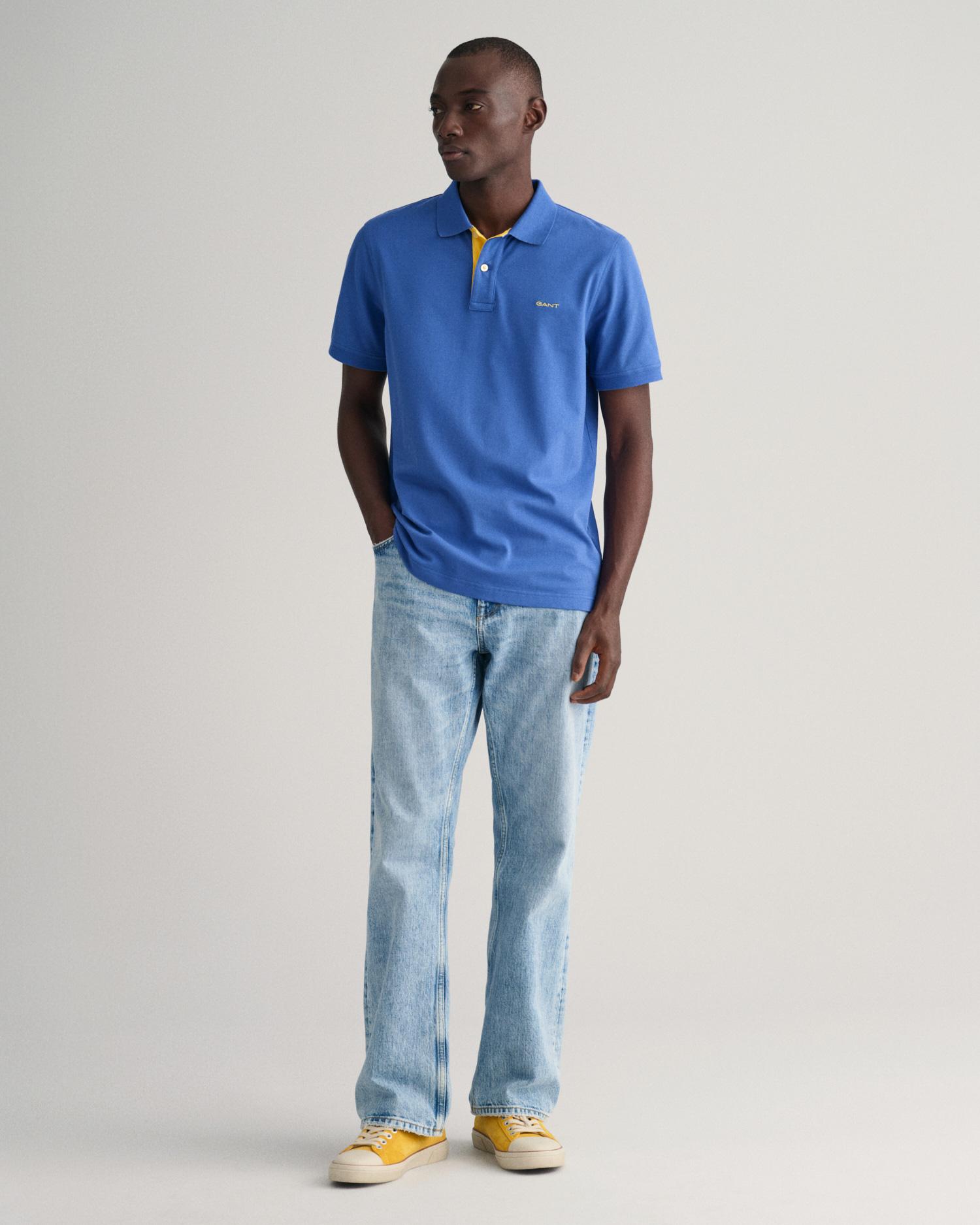 GANT Erkek Mavi Regular Fit Polo Yaka T-Shirt