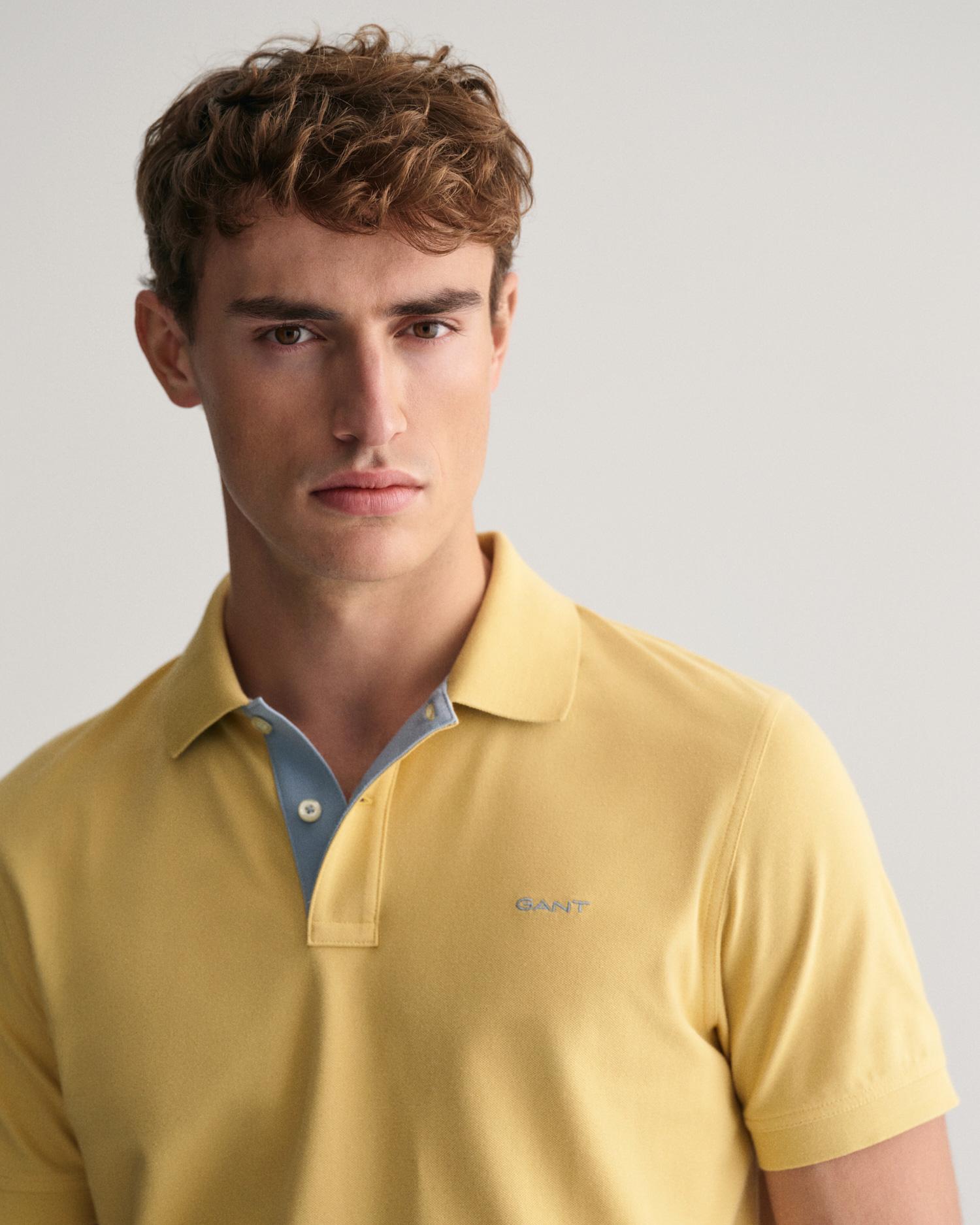 GANT Erkek Sarı Regular Fit Polo Yaka T-Shirt