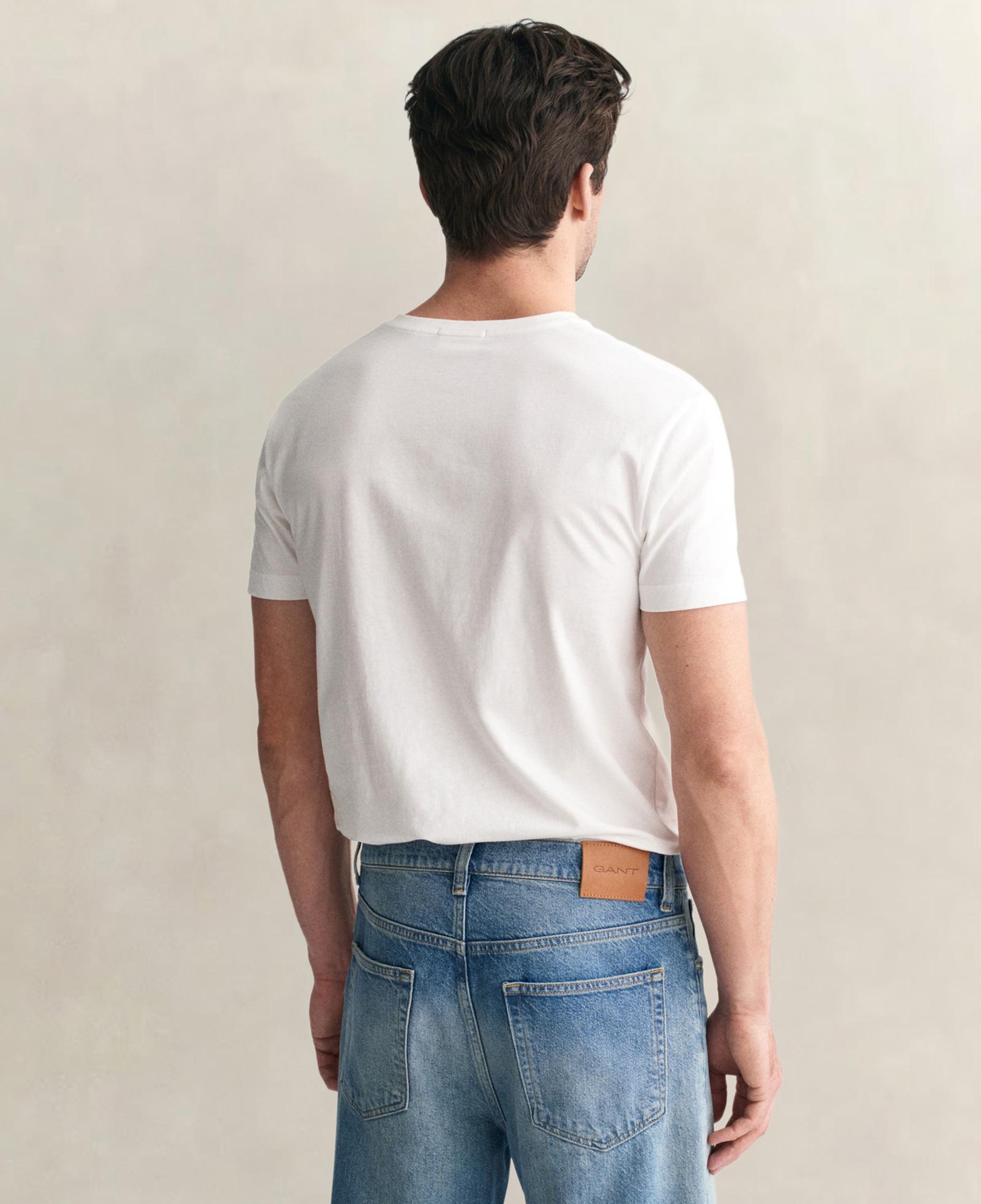 GANT Erkek Beyaz Slim Fit V Yaka T-Shirt