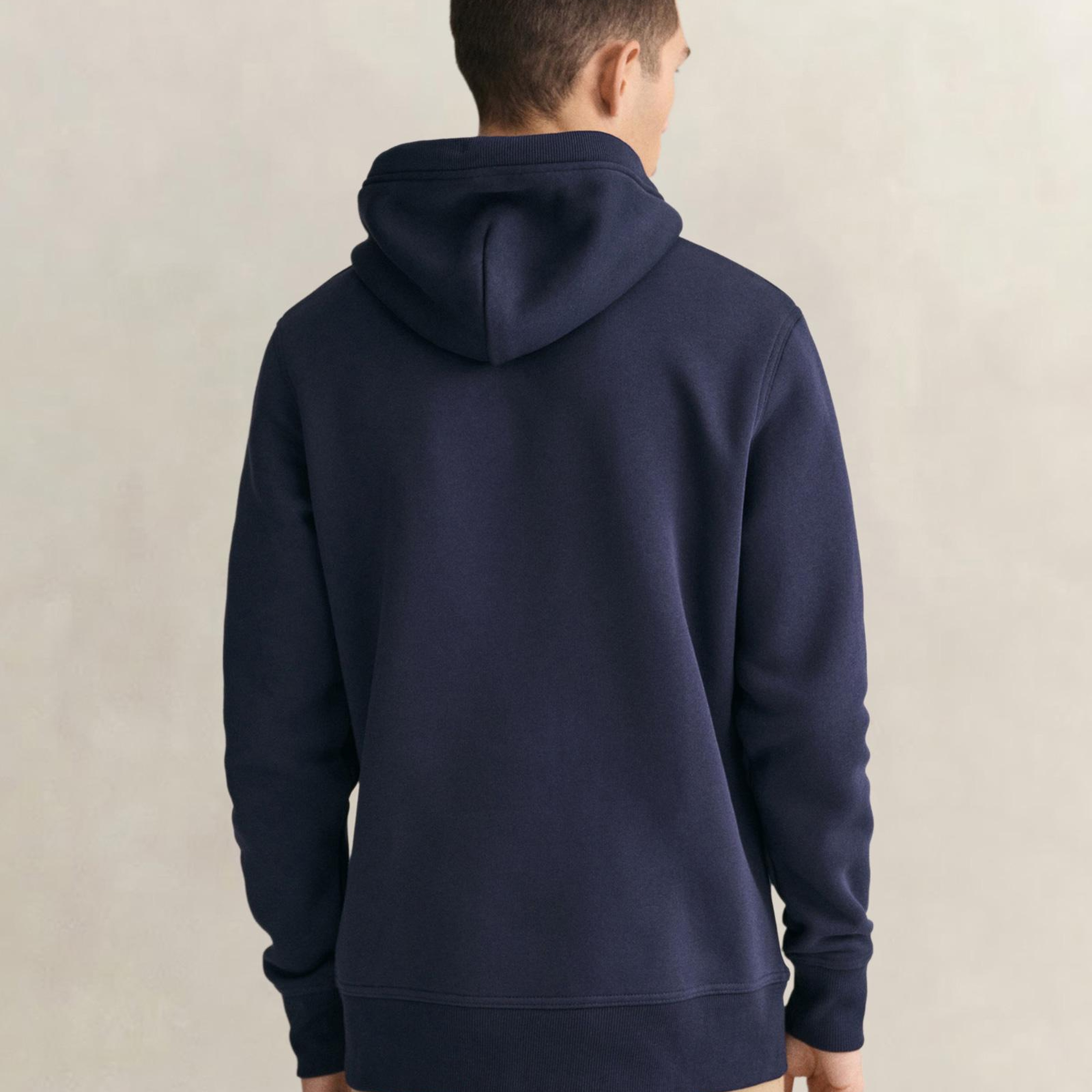 GANT Erkek Lacivert Regular Fit Kapüşonlu Logolu Sweatshirt