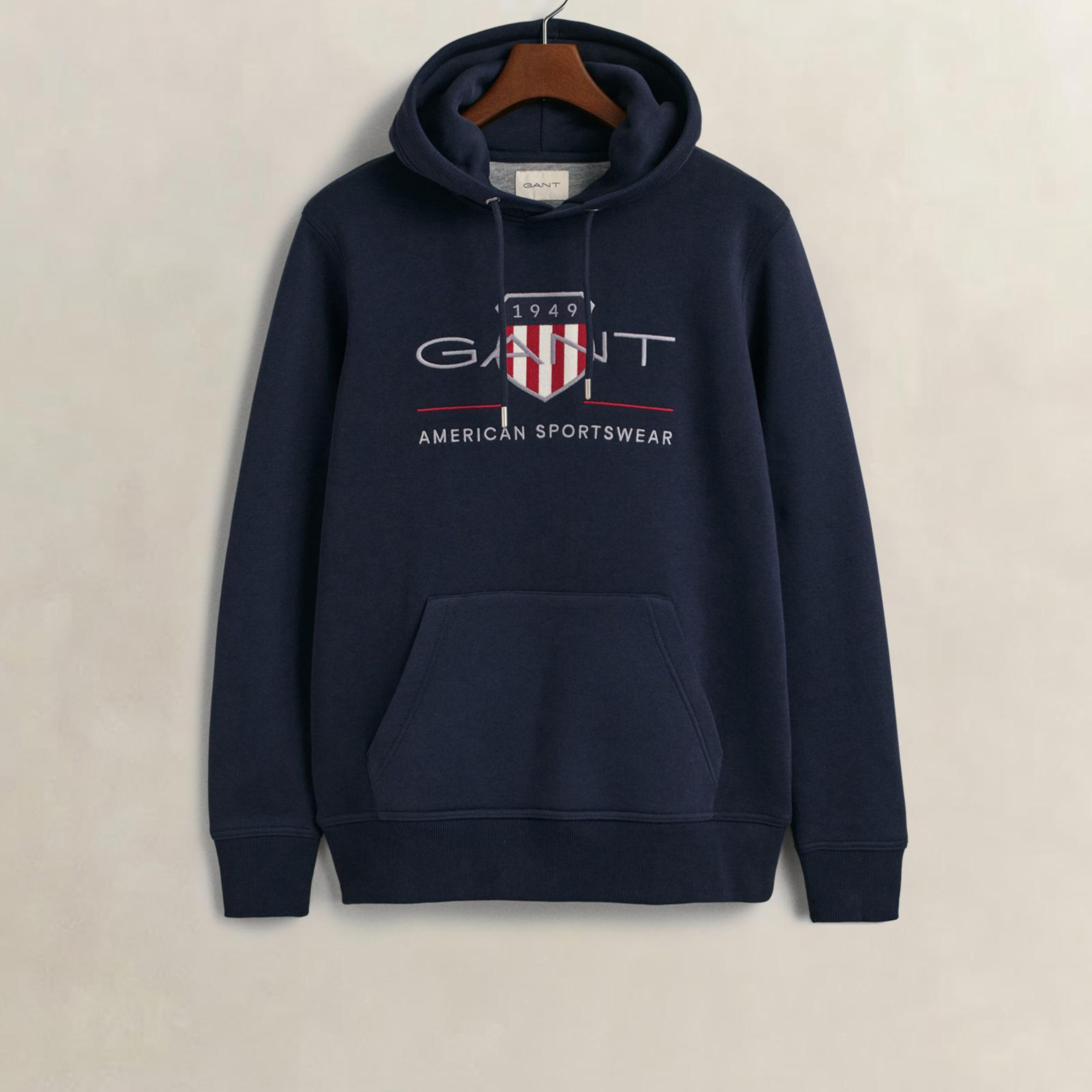 GANT Erkek Lacivert Regular Fit Kapüşonlu Logolu Sweatshirt