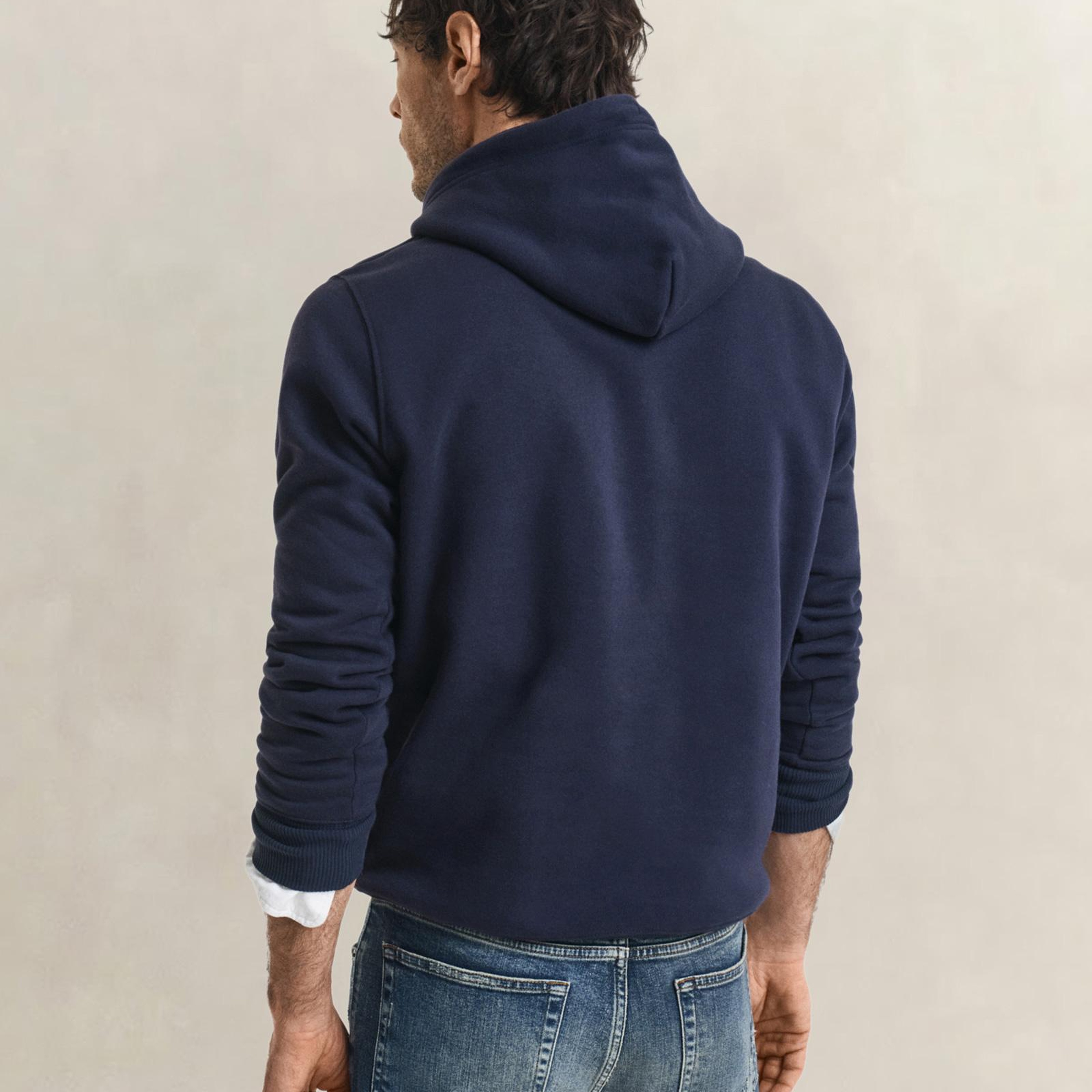 GANT Erkek Lacivert Regular Fit Kapüşonlu Sweatshirt