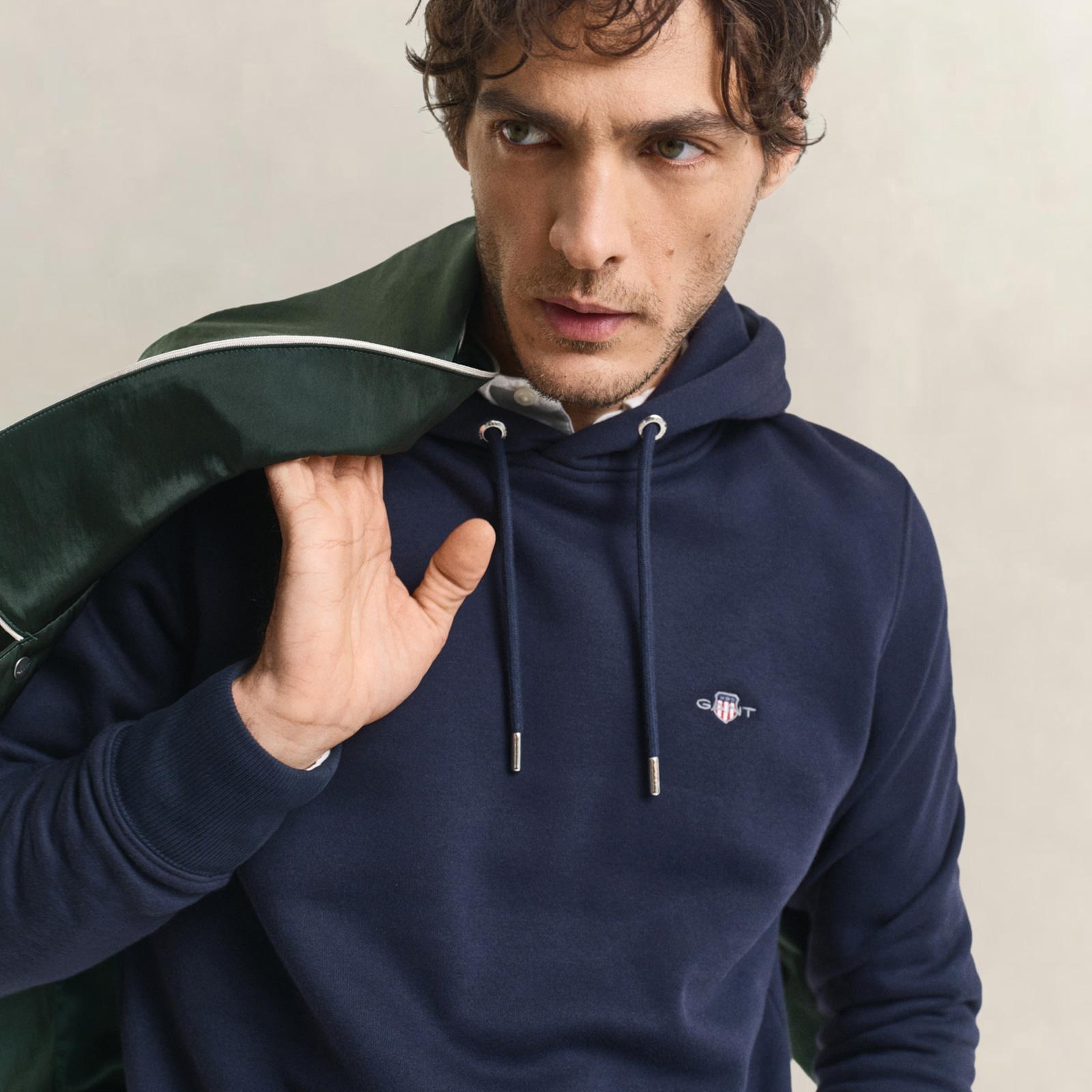 GANT Erkek Lacivert Regular Fit Kapüşonlu Sweatshirt