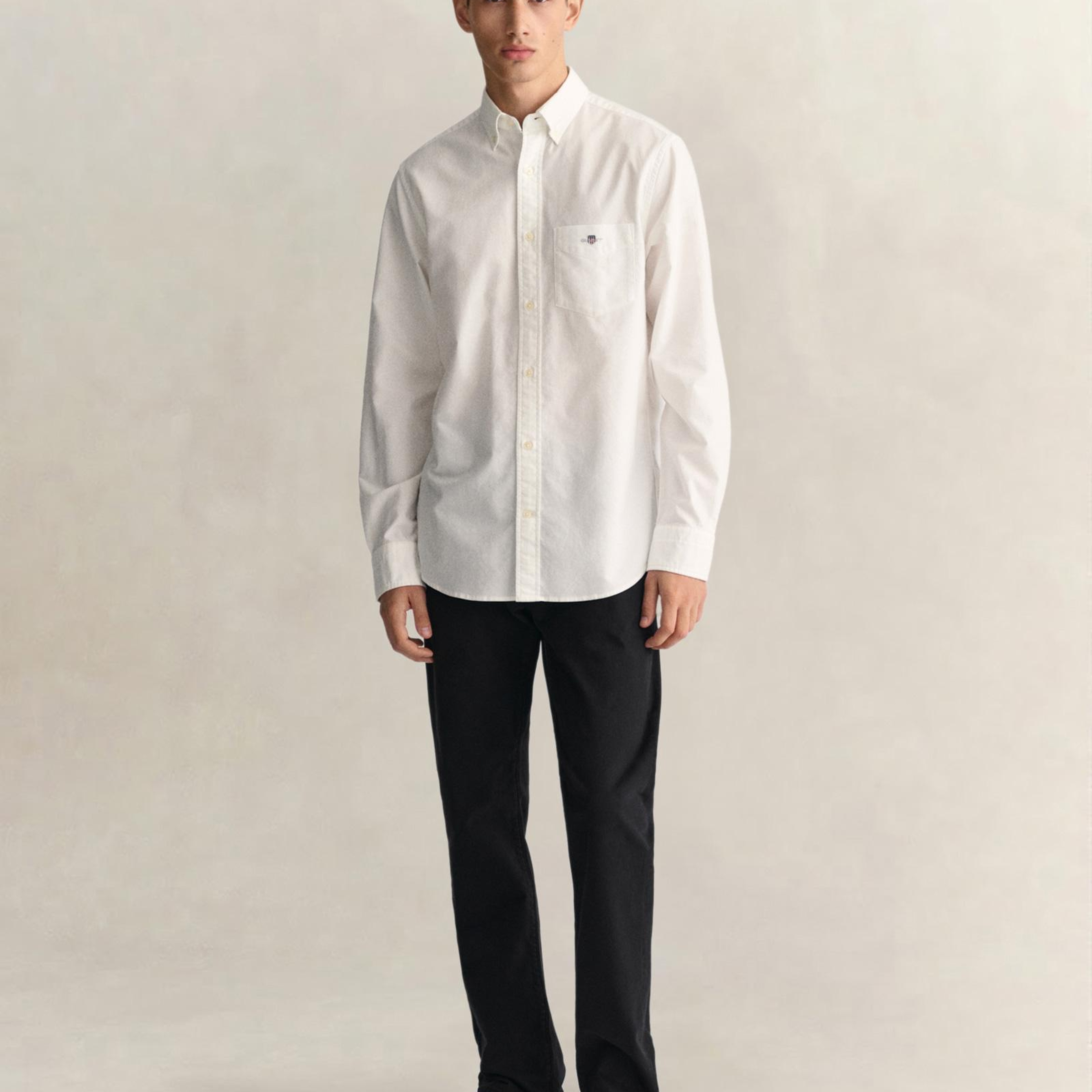 GANT Erkek Beyaz Regular Fit Logolu Gömlek