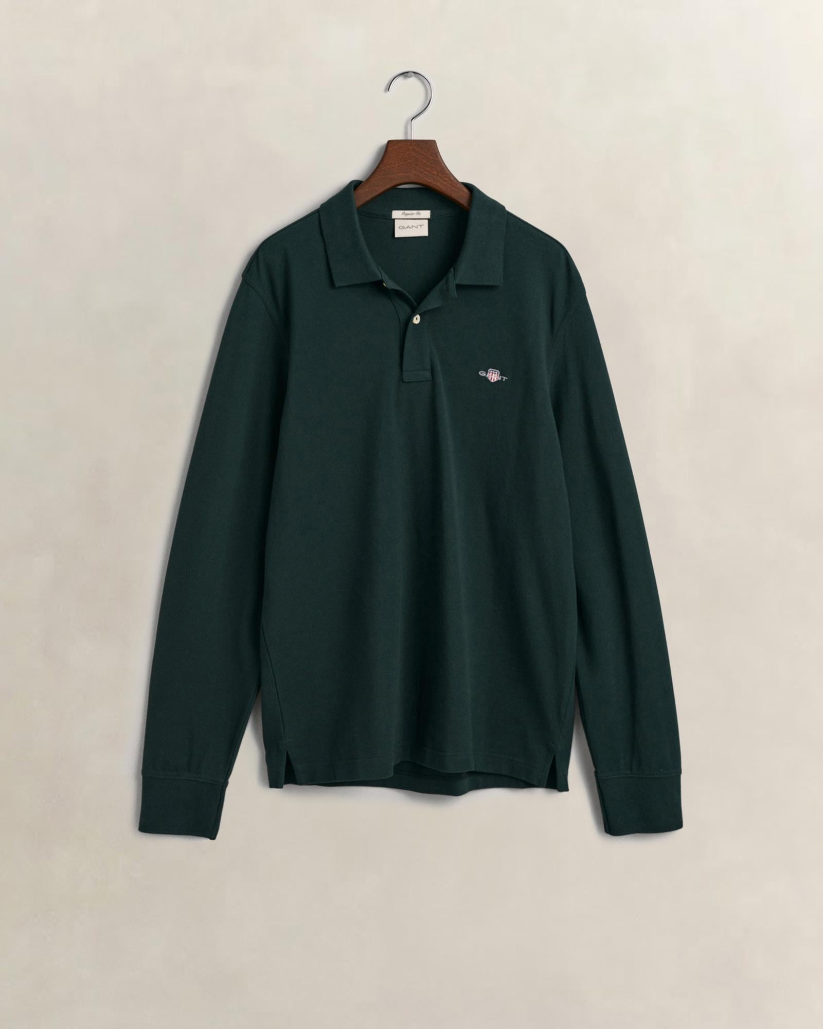 GANT Erkek Yeşil Regular Fit Uzun Kollu Polo