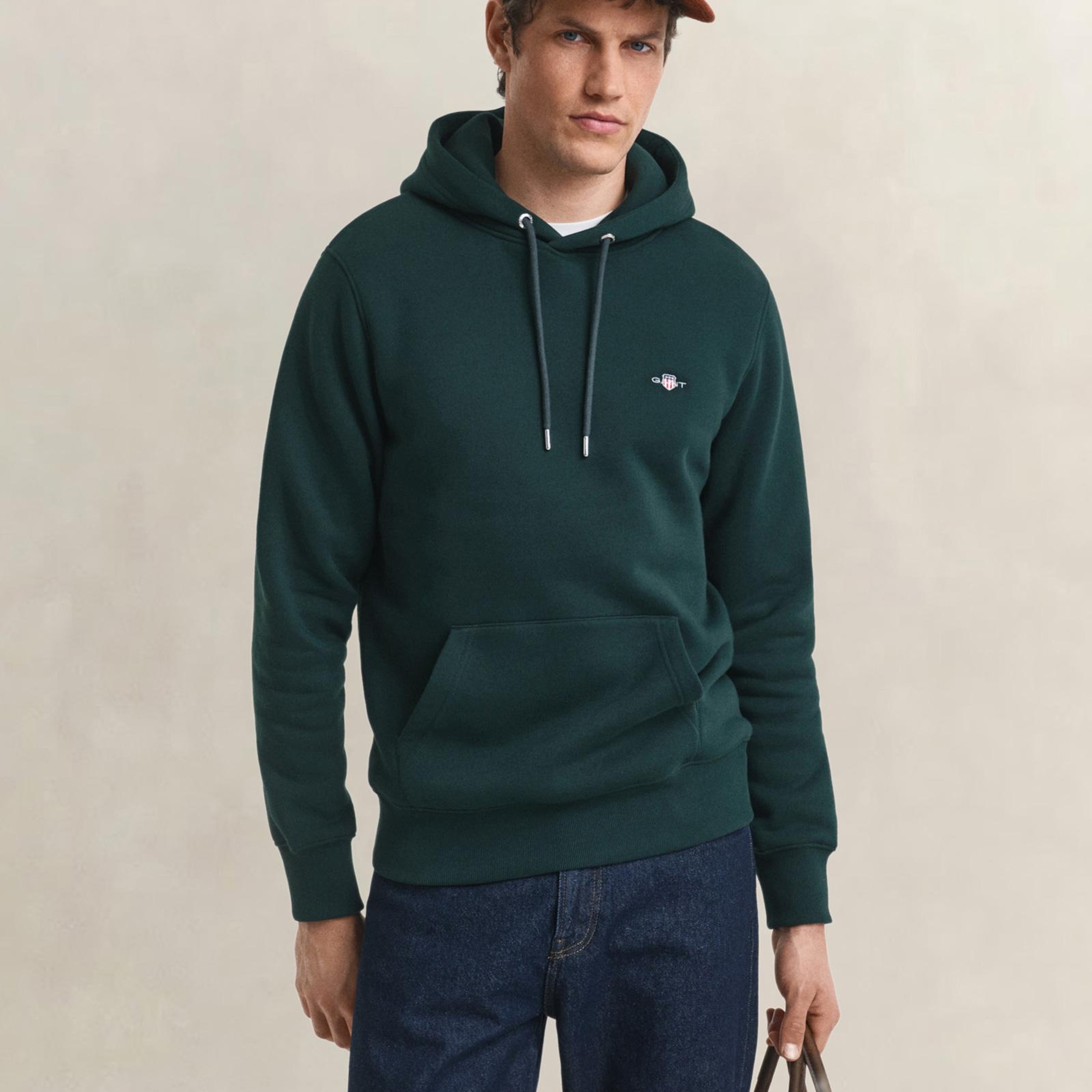 GANT Erkek Yeşil Regular Fit Kapüşonlu Sweatshirt