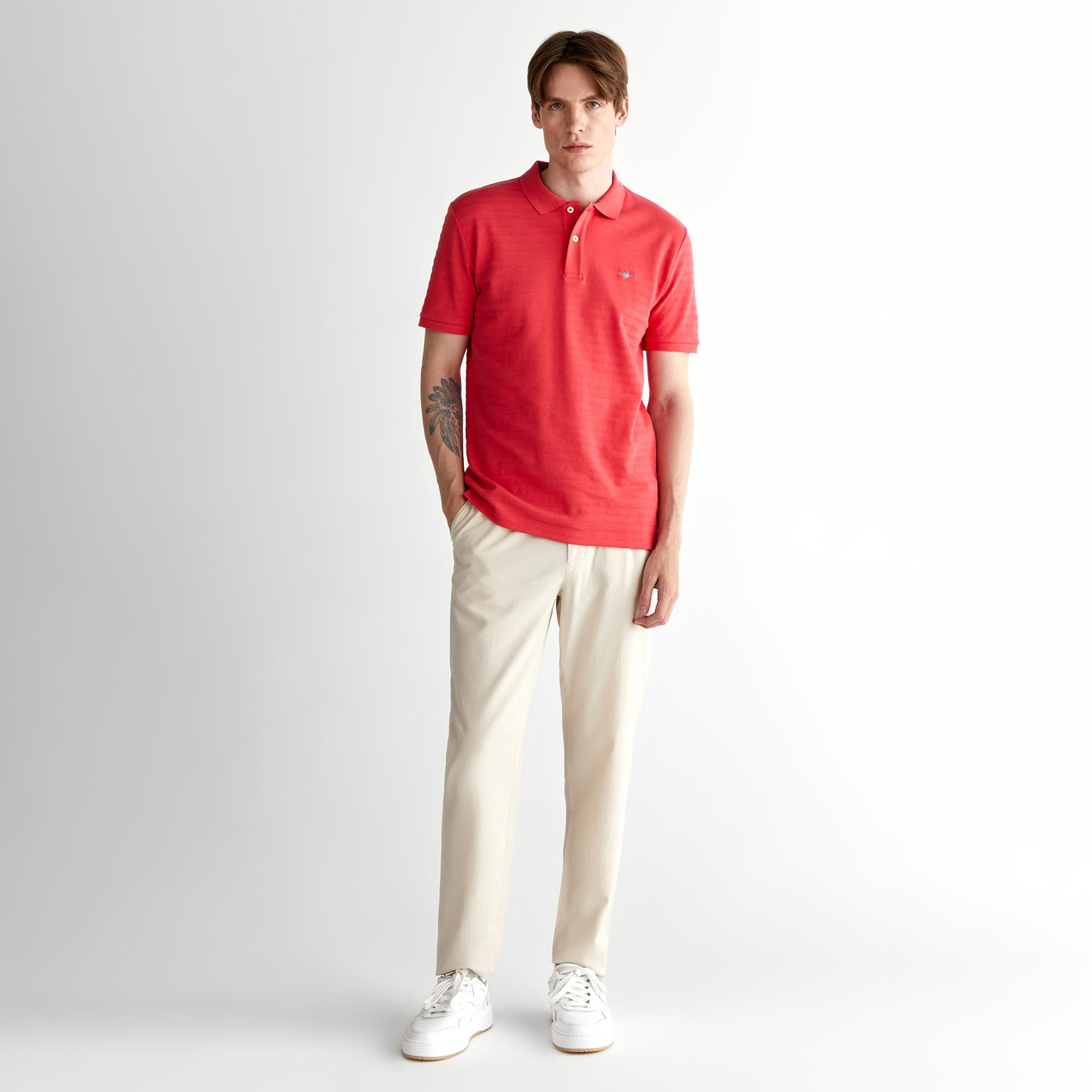 GANT Erkek Kırmızı Regular Fit Çizgili Polo