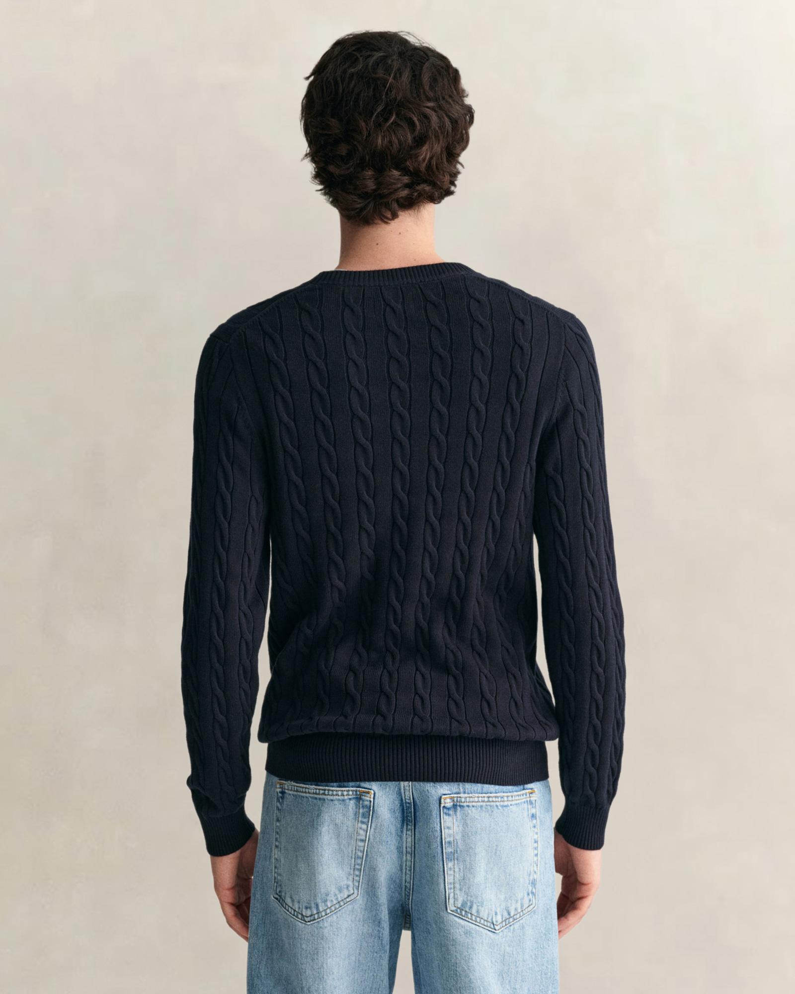 GANT Erkek Lacivert Regular Fit Bisiklet Yaka Örgü Kazak