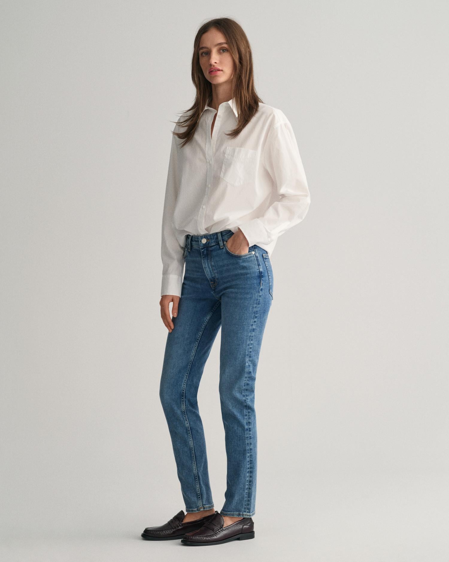 GANT Kadın Mavi Slim Fit Jean Pantolon