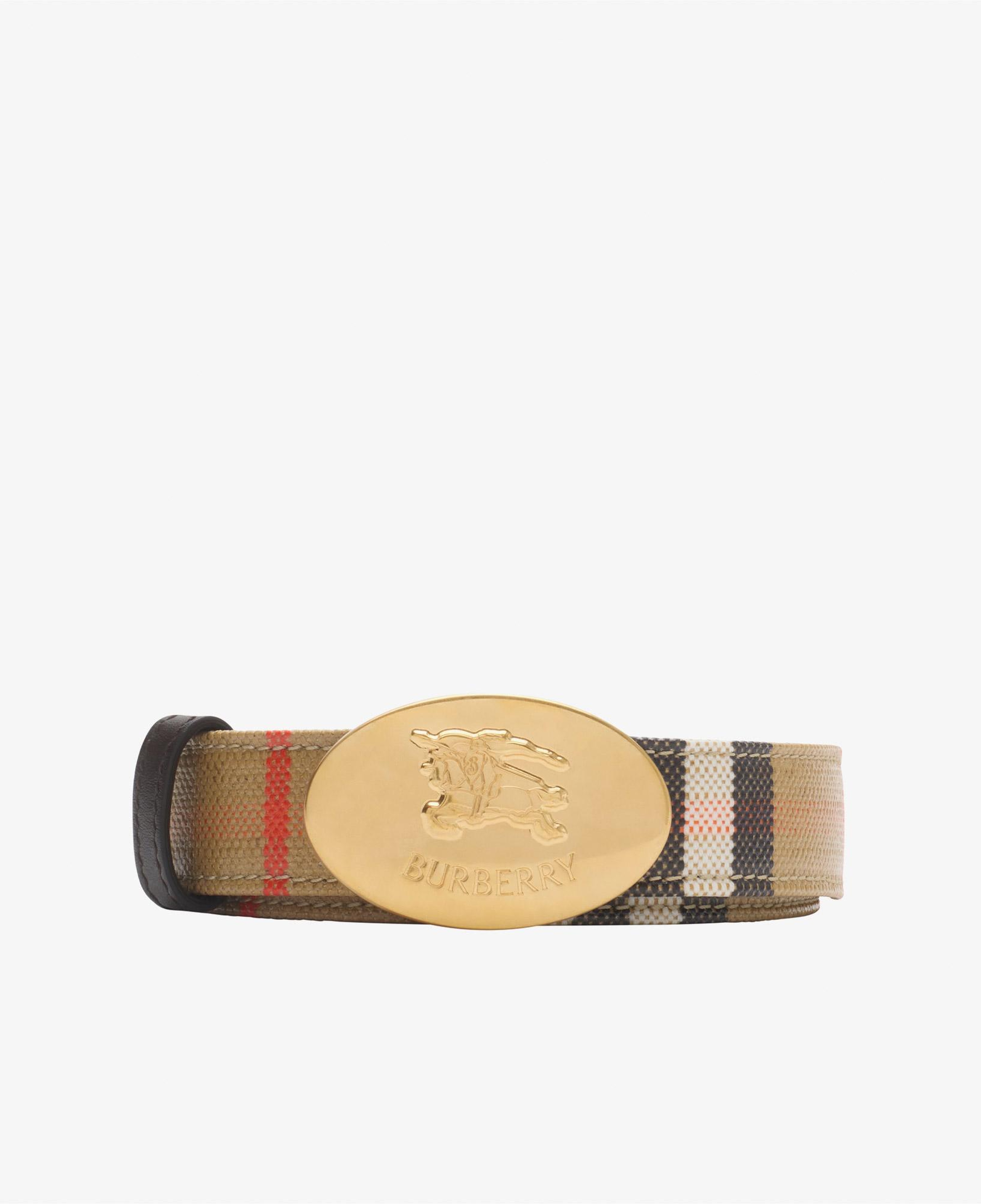 Burberry Reversible Check Knight Stamp Kadın Bej Keten Kemer