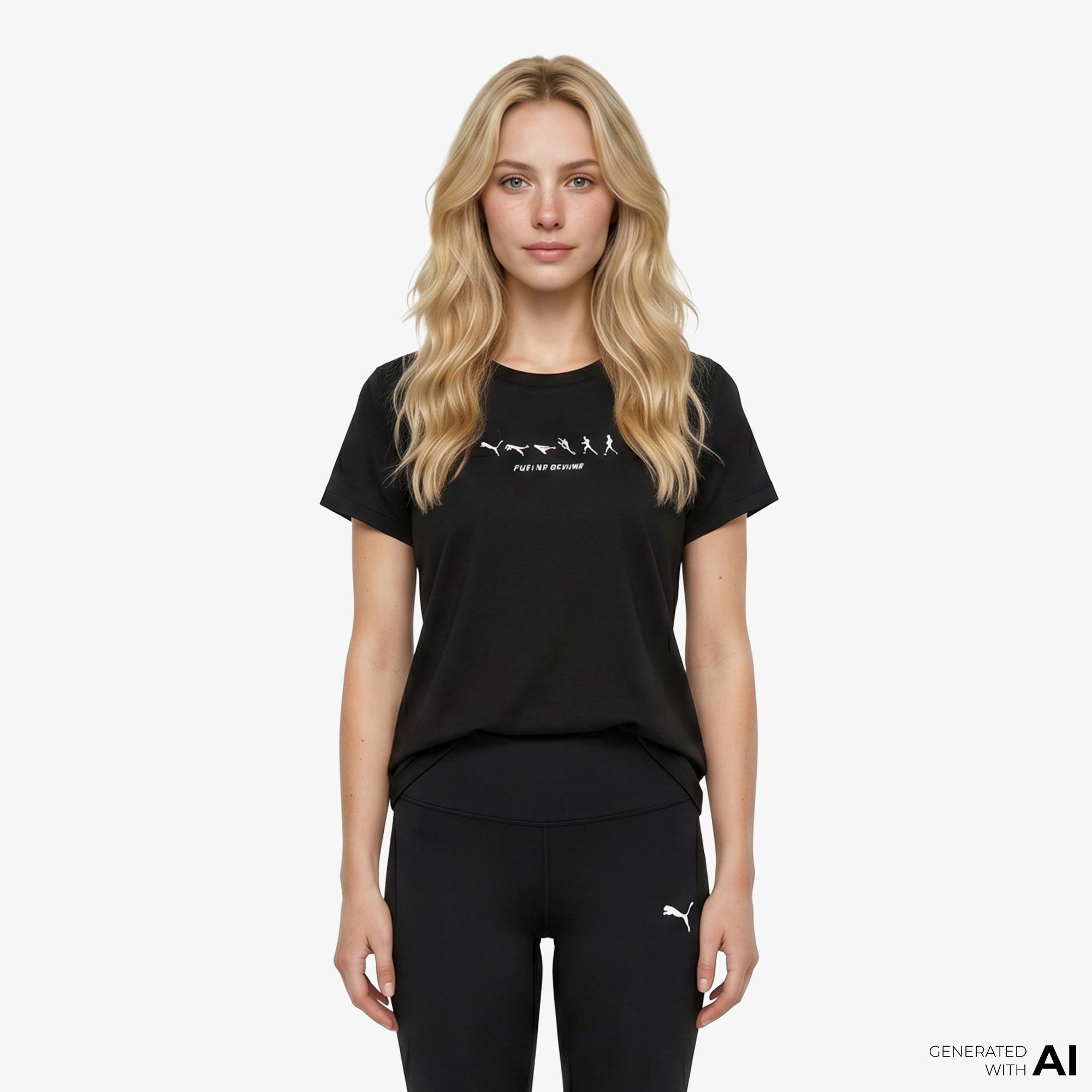 Puma Run Slogan Graphic Kadın Siyah Koşu T-Shirt