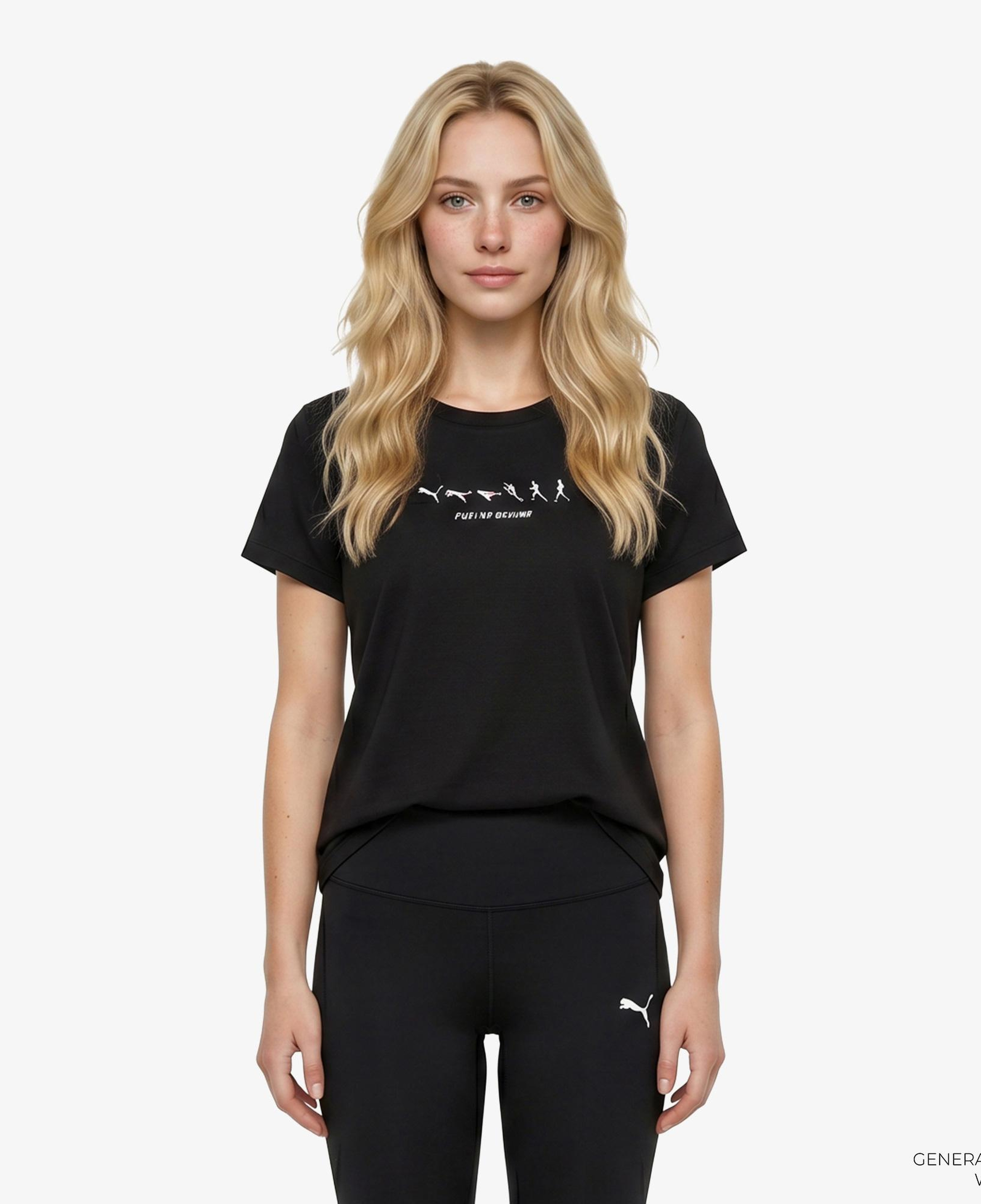 Puma Run Slogan Graphic Kadın Siyah Koşu T-Shirt