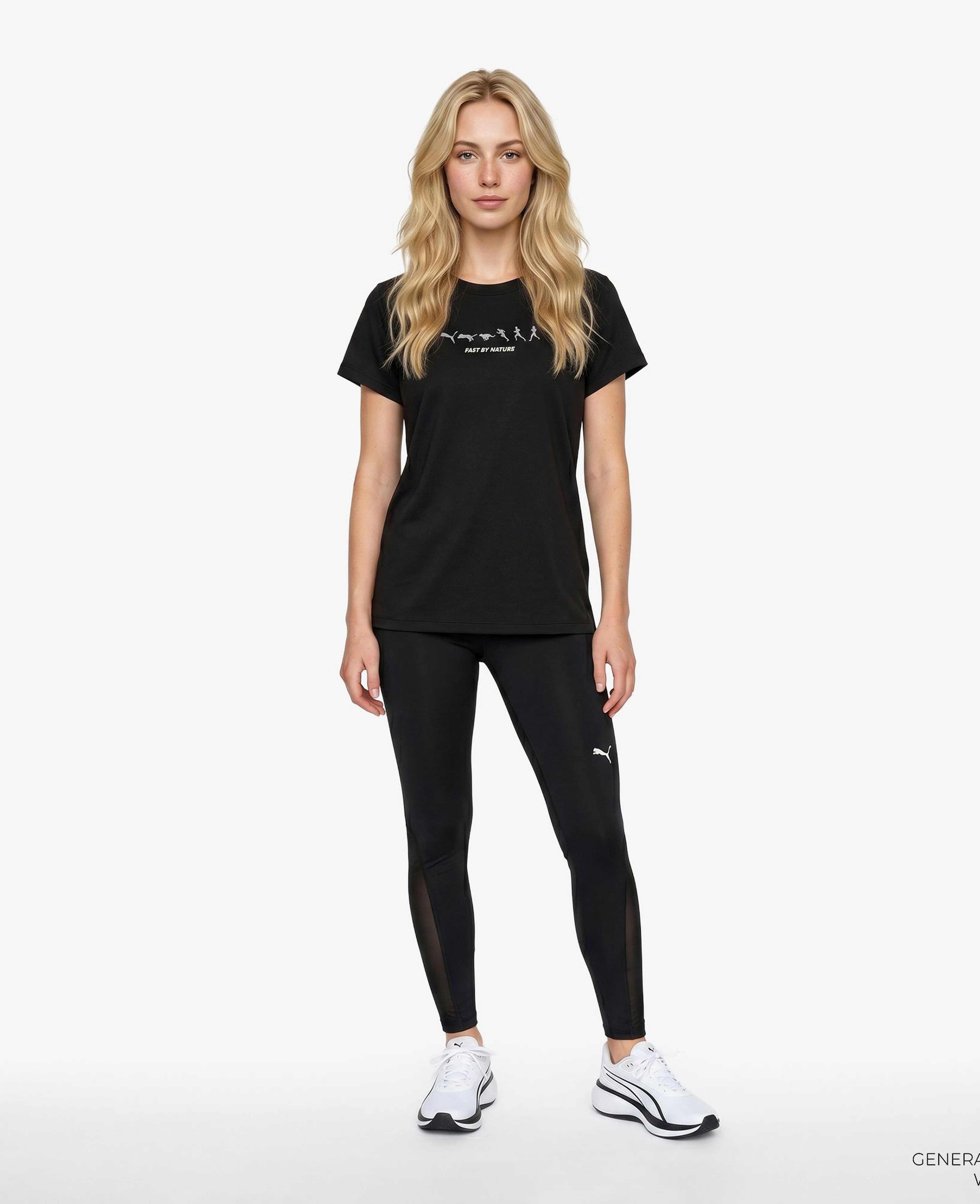 Puma Run Slogan Graphic Kadın Siyah Koşu T-Shirt