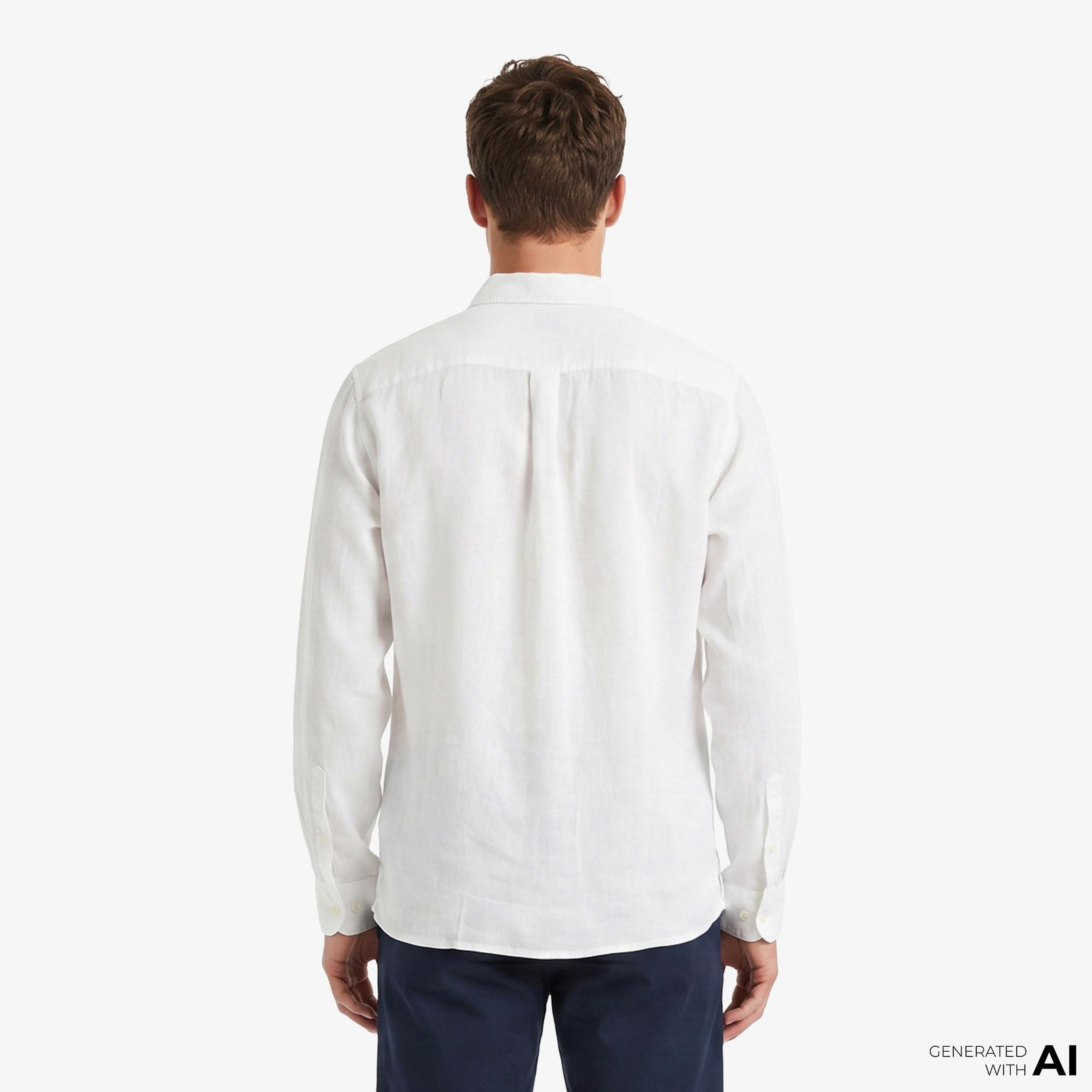 Calvin Klein Solid Classic Erkek Beyaz Keten Gömlek
