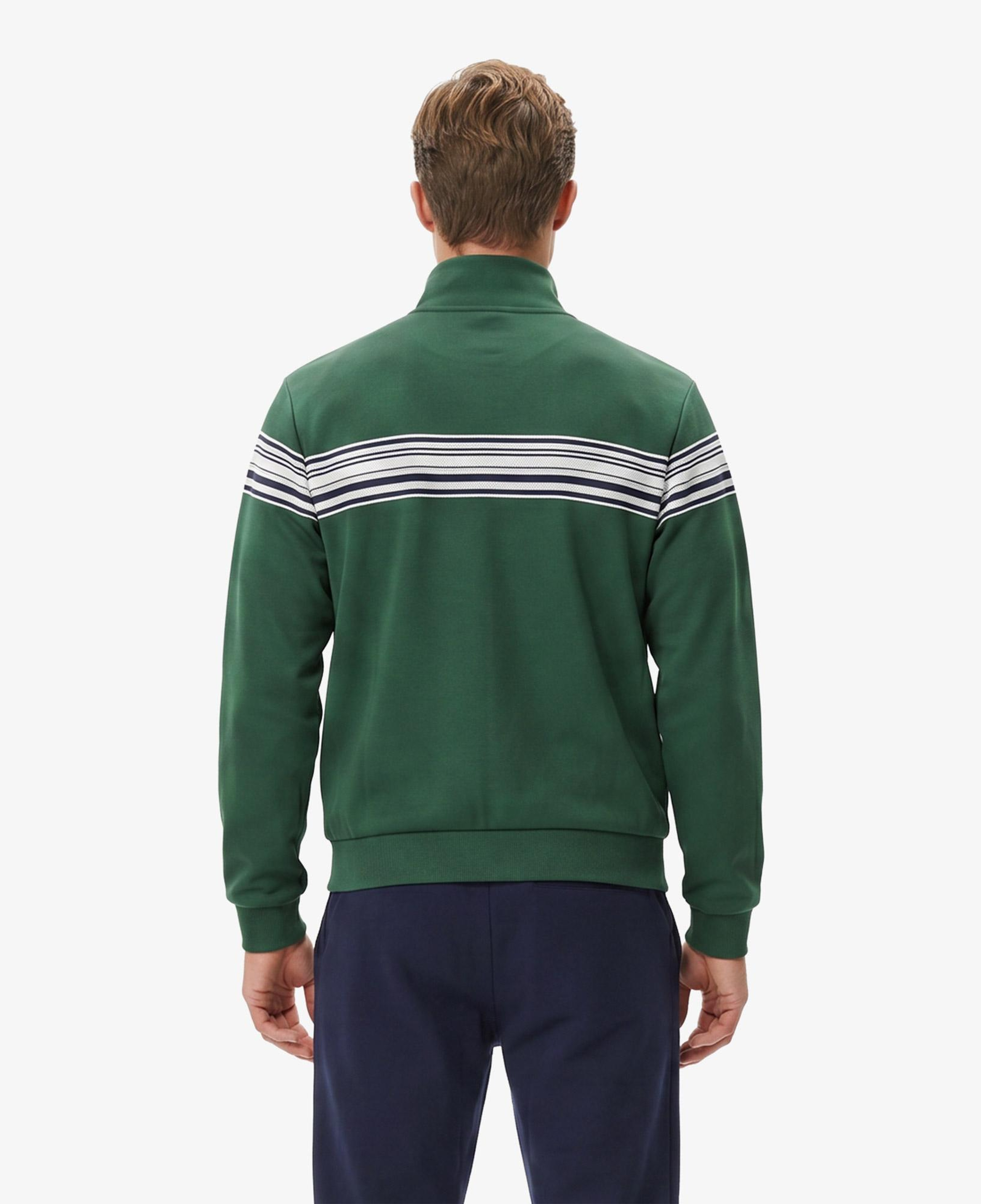 Erkek Regular Fit Fermuarlı Renk Bloklu Yeşil Sweatshirt