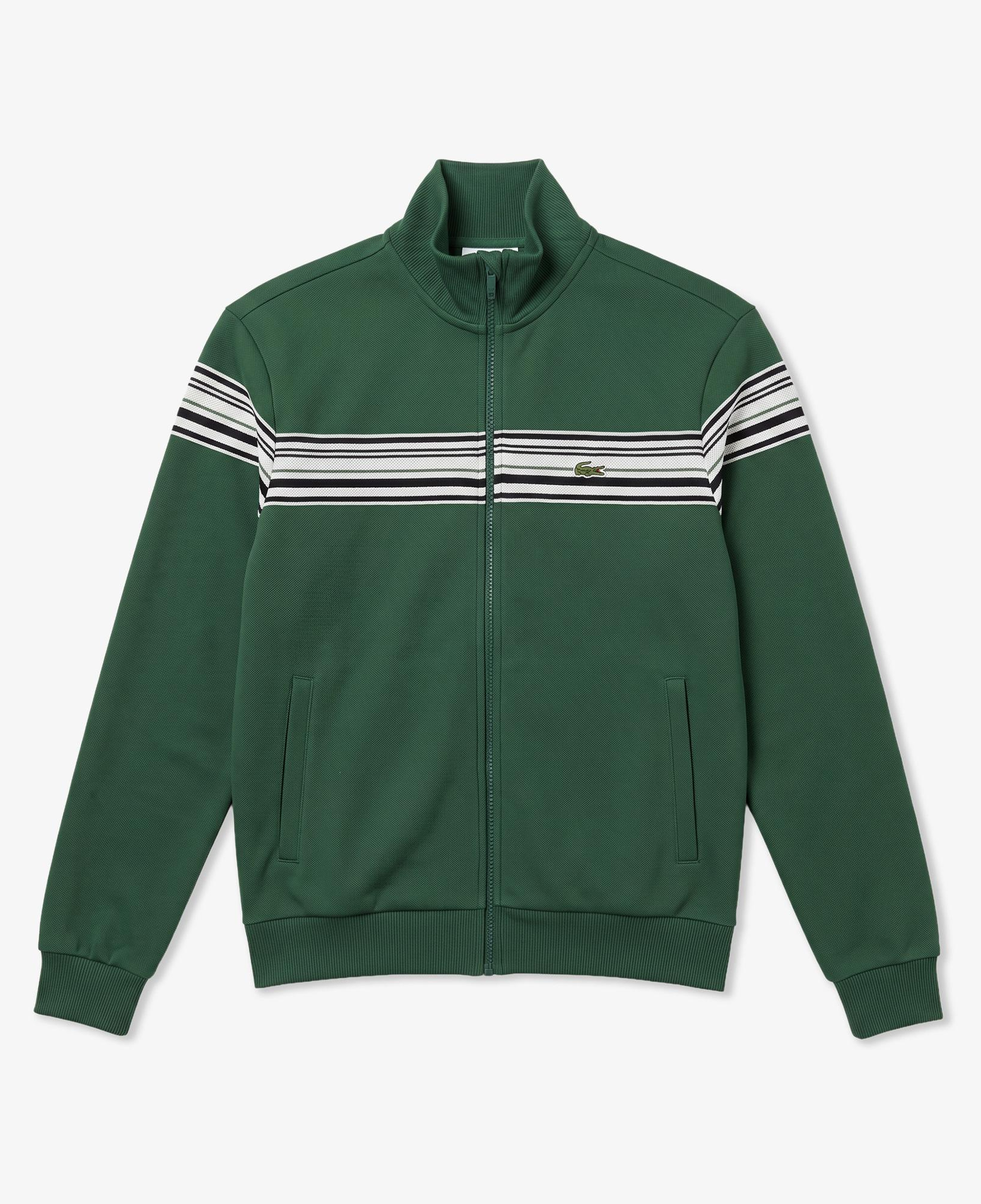 Erkek Regular Fit Fermuarlı Renk Bloklu Yeşil Sweatshirt