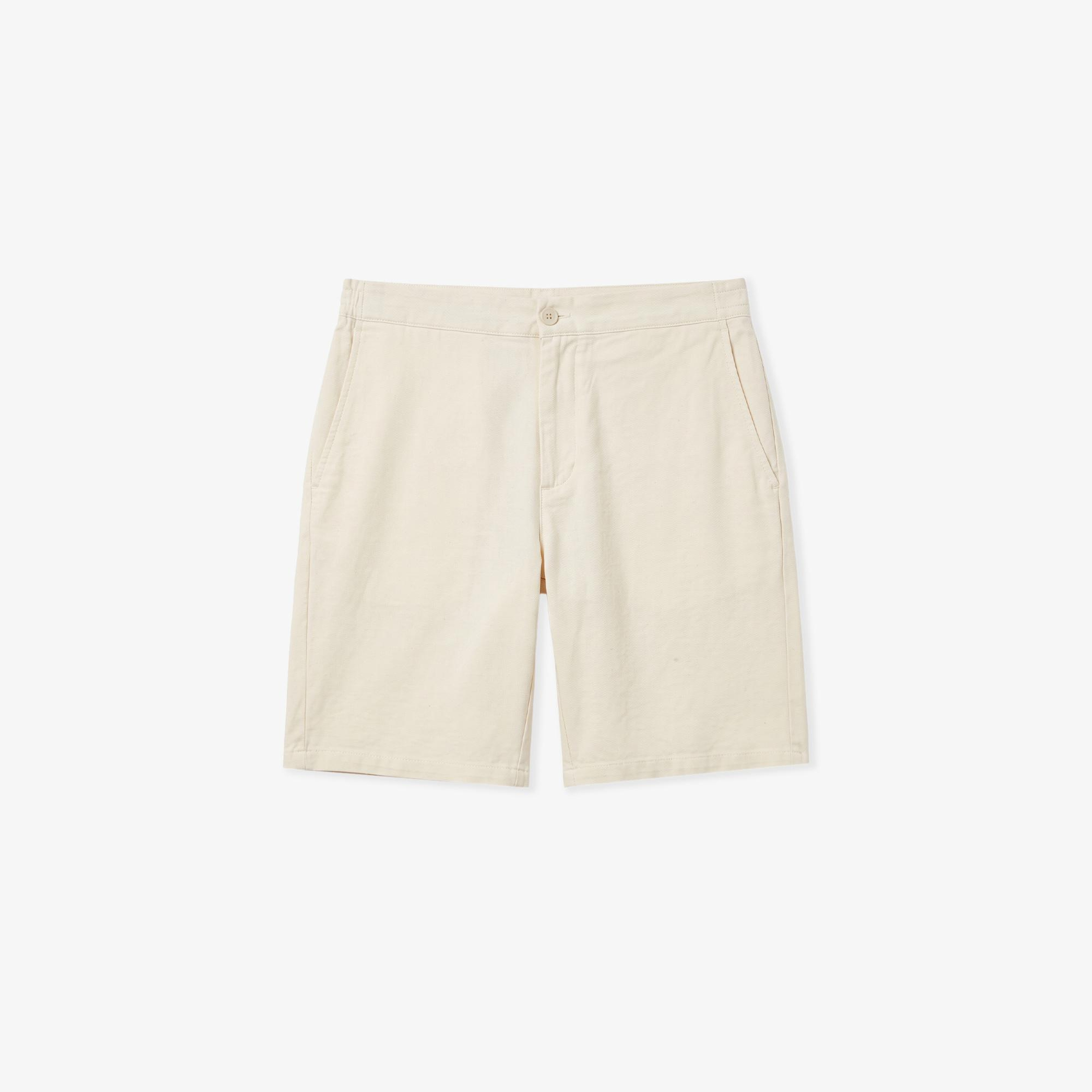 Erkek Tapered Fit Keten Bej Bermuda Şort