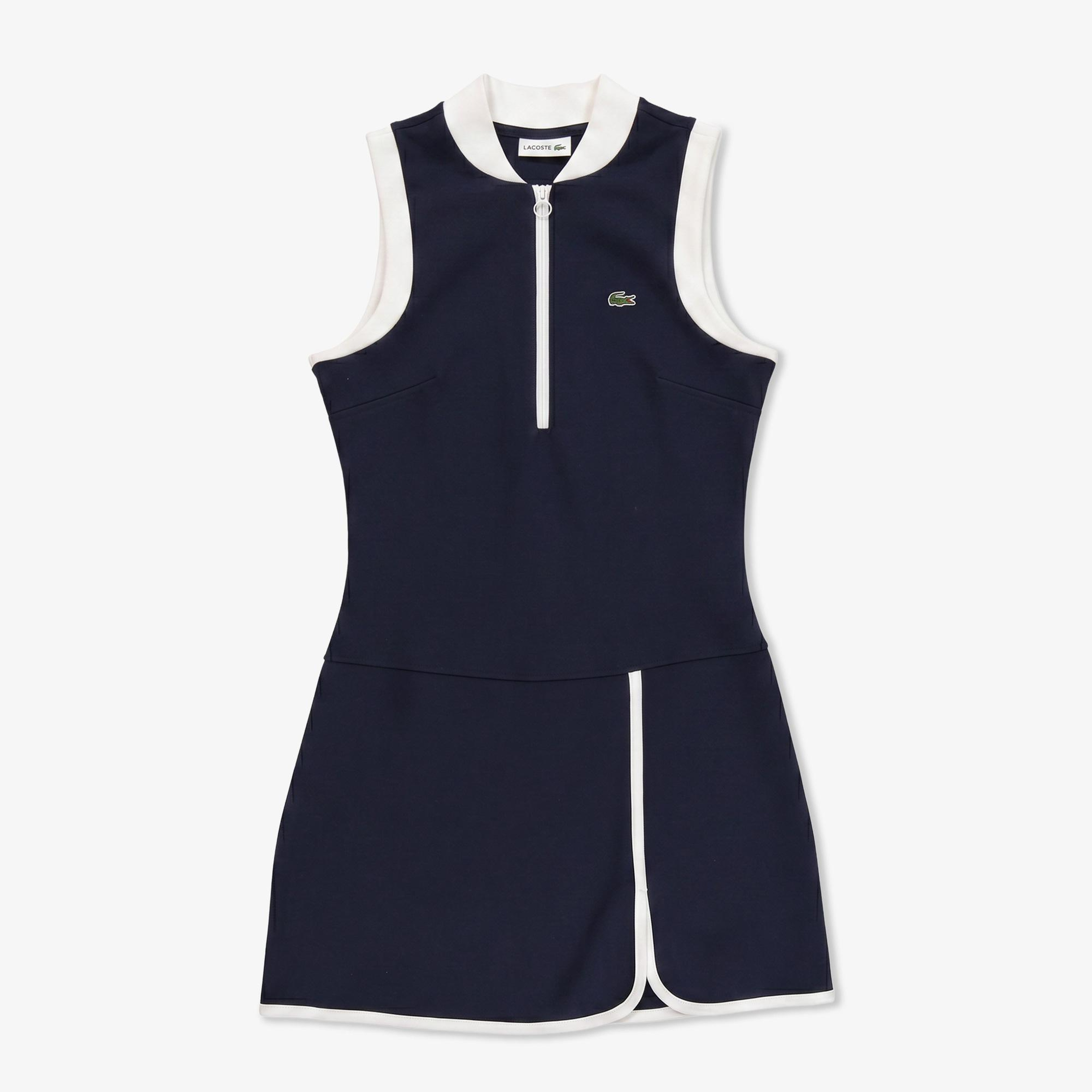 Kadın Classic Fit Kolsuz Yarım Fermuarlı Lacivert Elbise