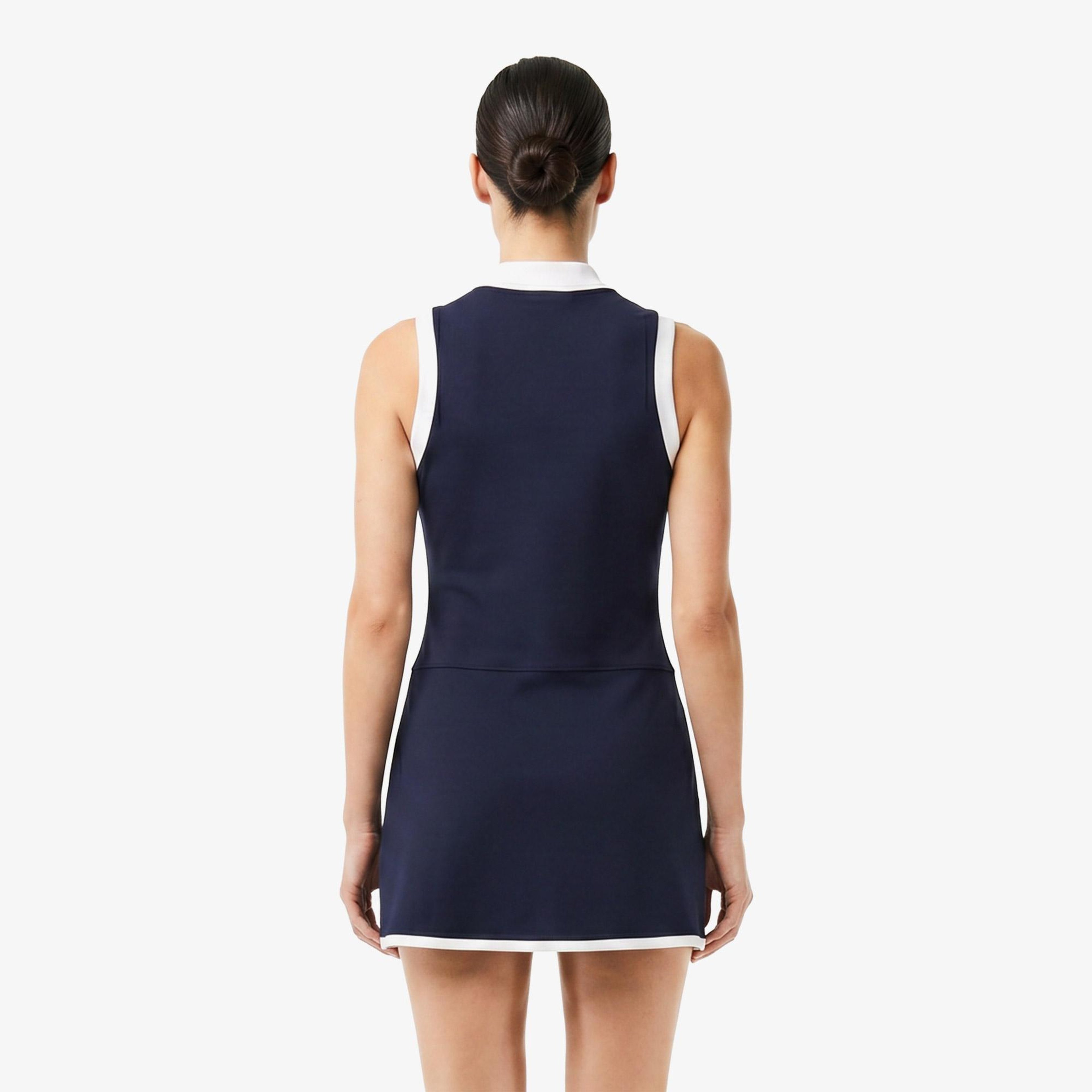 Kadın Classic Fit Kolsuz Yarım Fermuarlı Lacivert Elbise