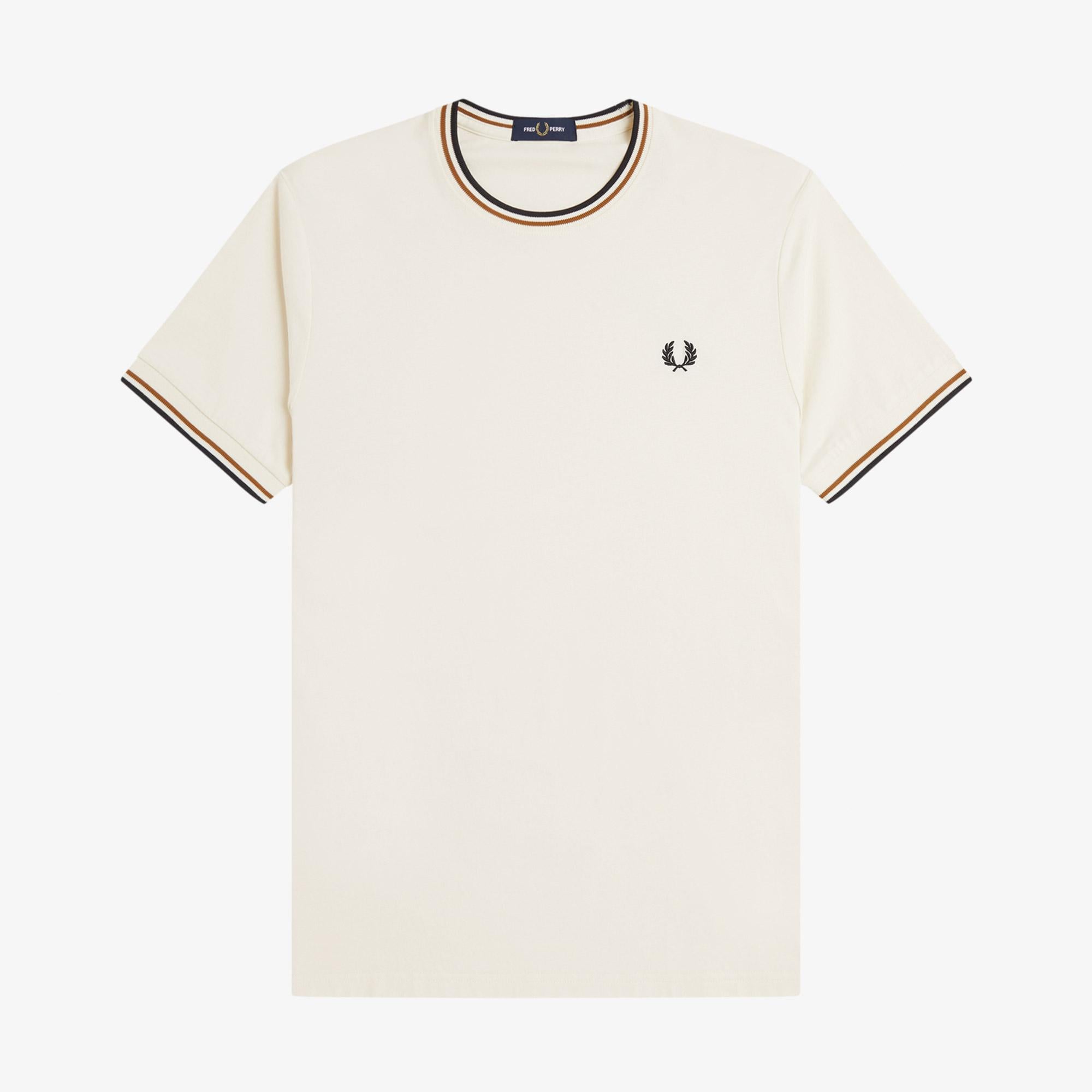 Fred Perry Twin Tipped Erkek Krem T-Shirt