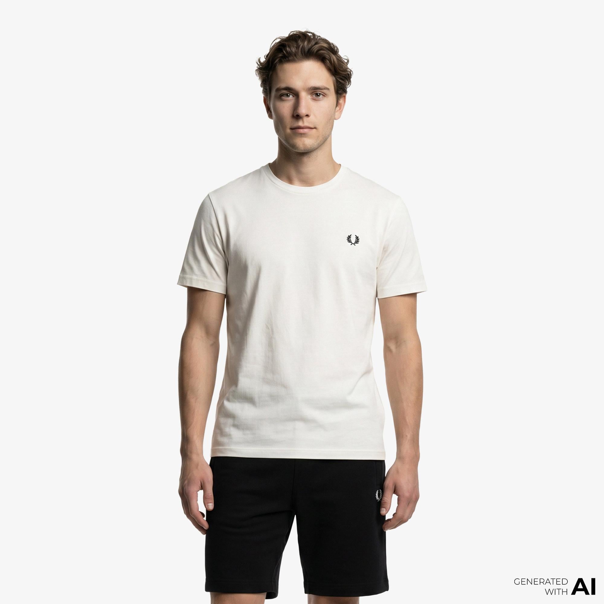 Fred Perry Crew Neck Erkek Beyaz T-Shirt