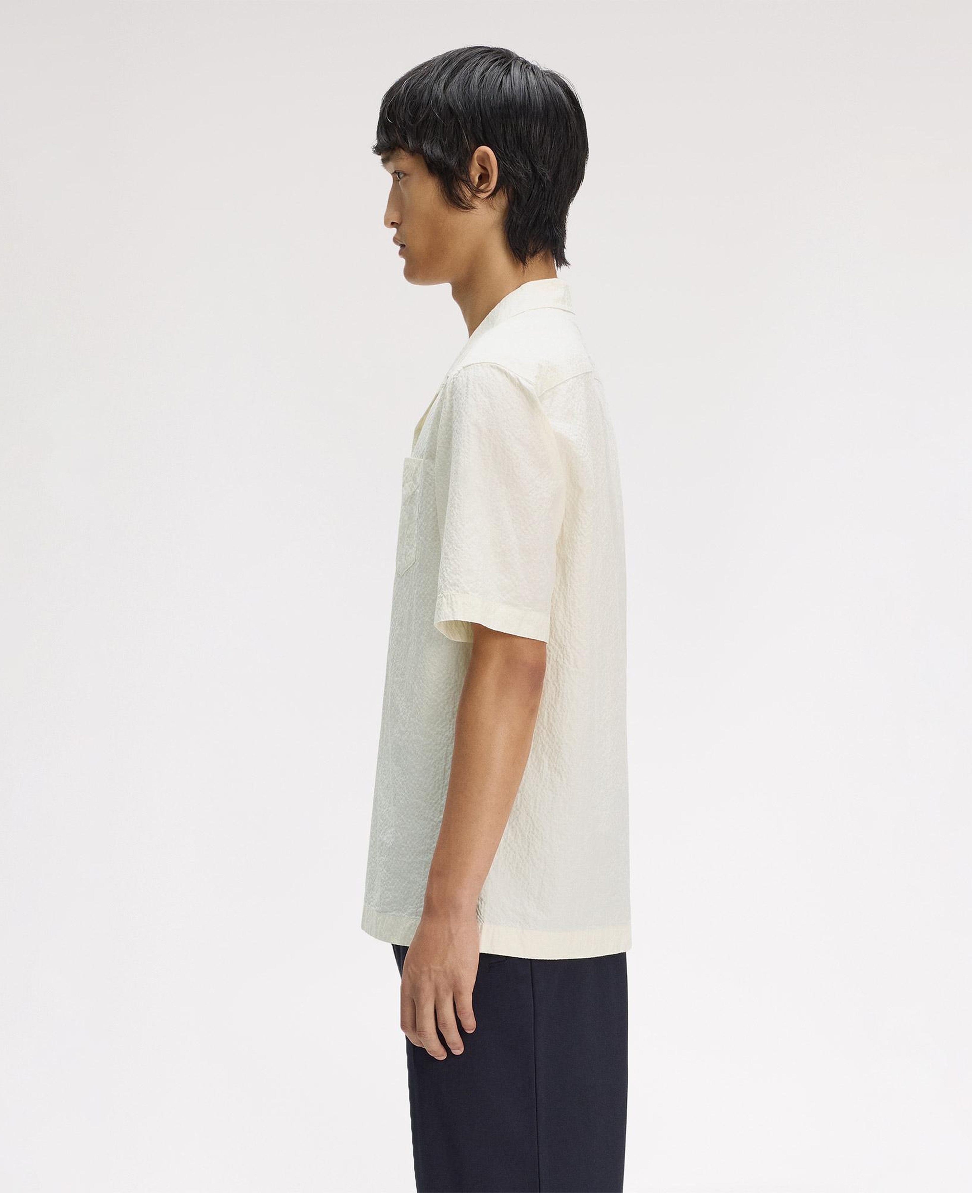 Fred Perry Seersucker Revere Collar Erkek Krem Gömlek