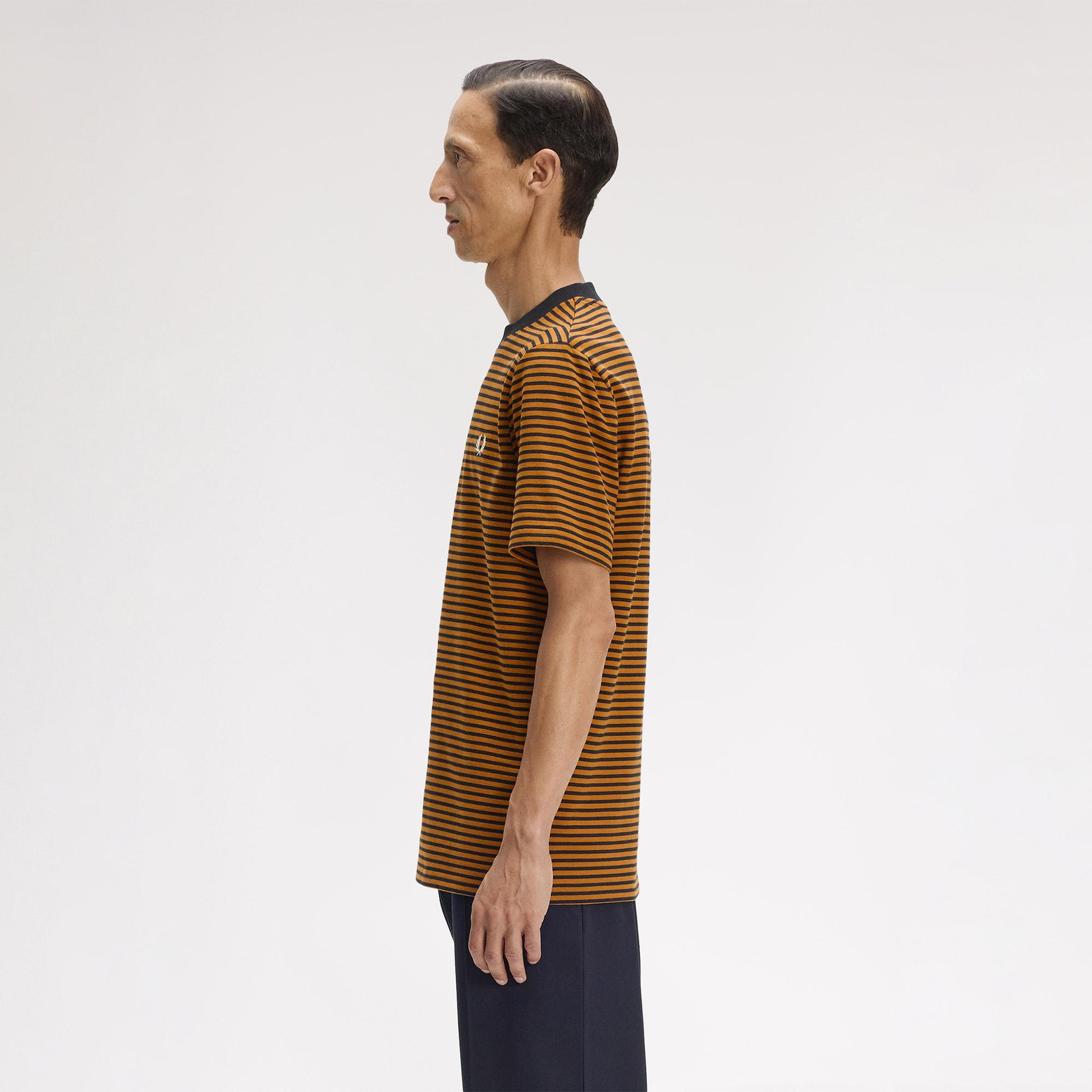 Fred Perry Fine Stripe Heavy Weight Erkek Siyah T-Shirt