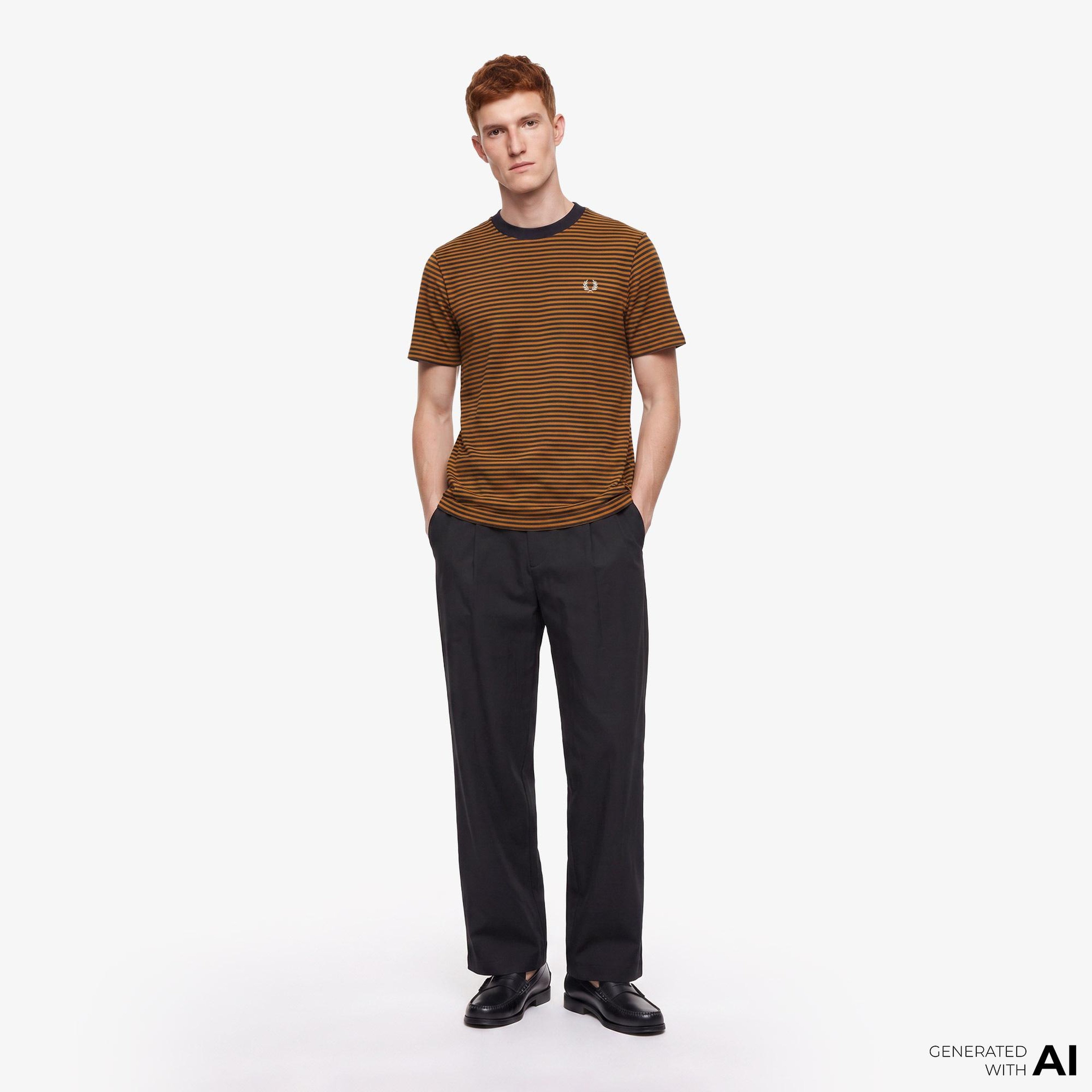Fred Perry Fine Stripe Heavy Weight Erkek Siyah T-Shirt