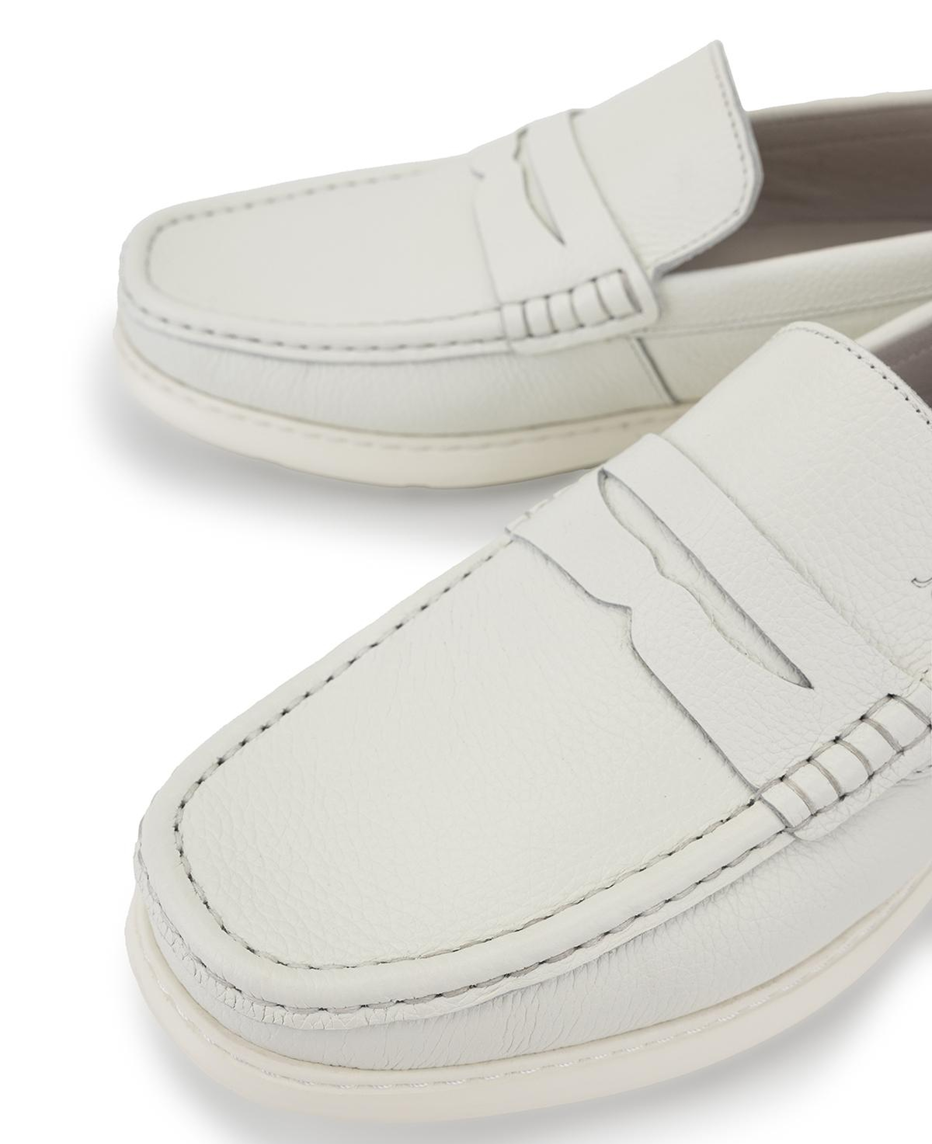 Tamer Tanca Erkek Hakiki Deri Kırık Beyaz Loafer Ayakkabı