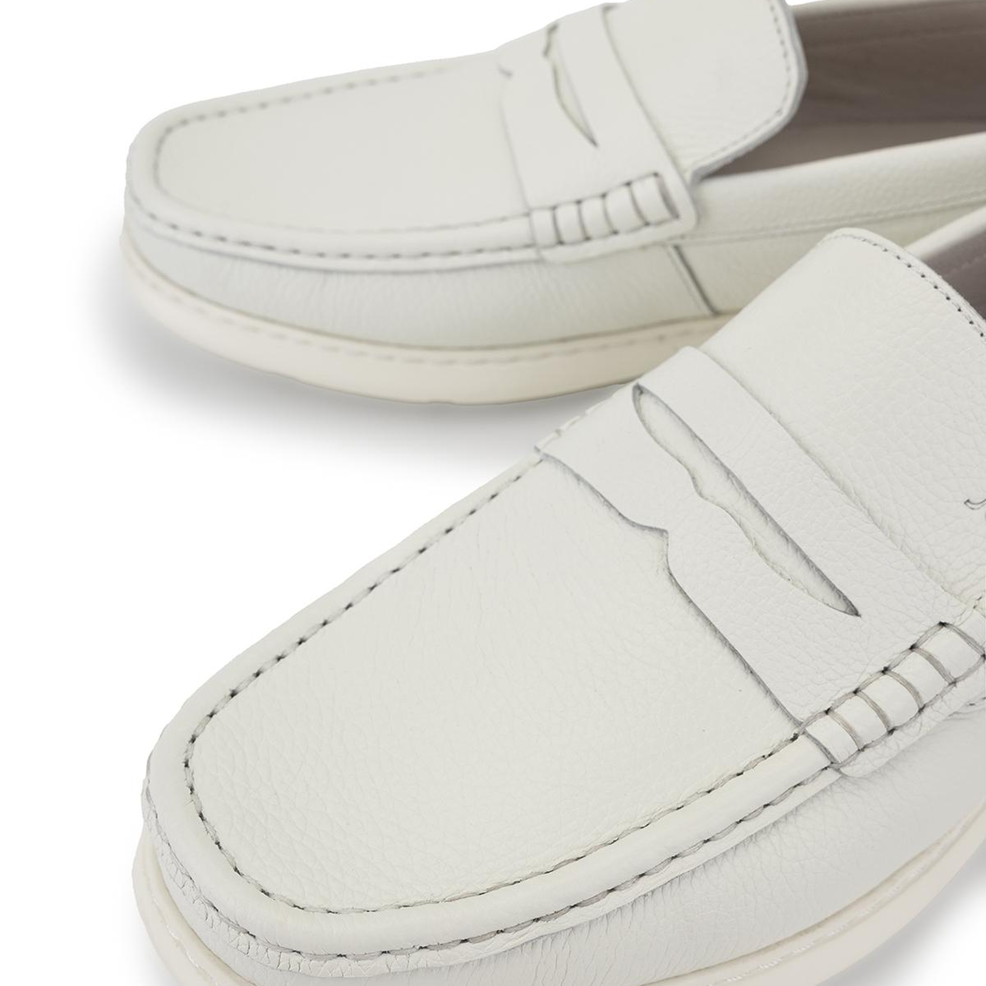 Tamer Tanca Erkek Hakiki Deri Kırık Beyaz Loafer Ayakkabı