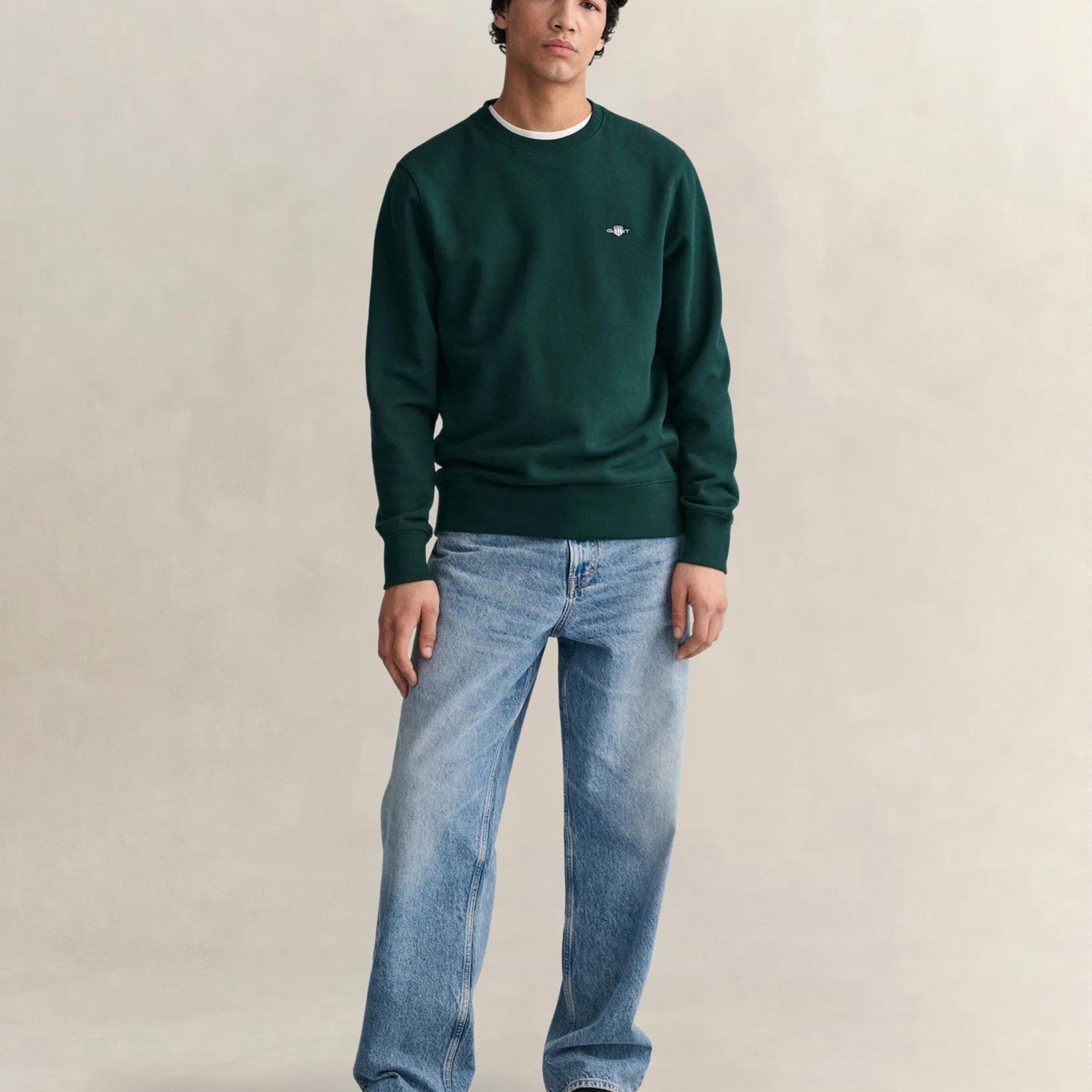 GANT Erkek Yeşil Regular Fit Bisiklet Yaka Sweatshirt
