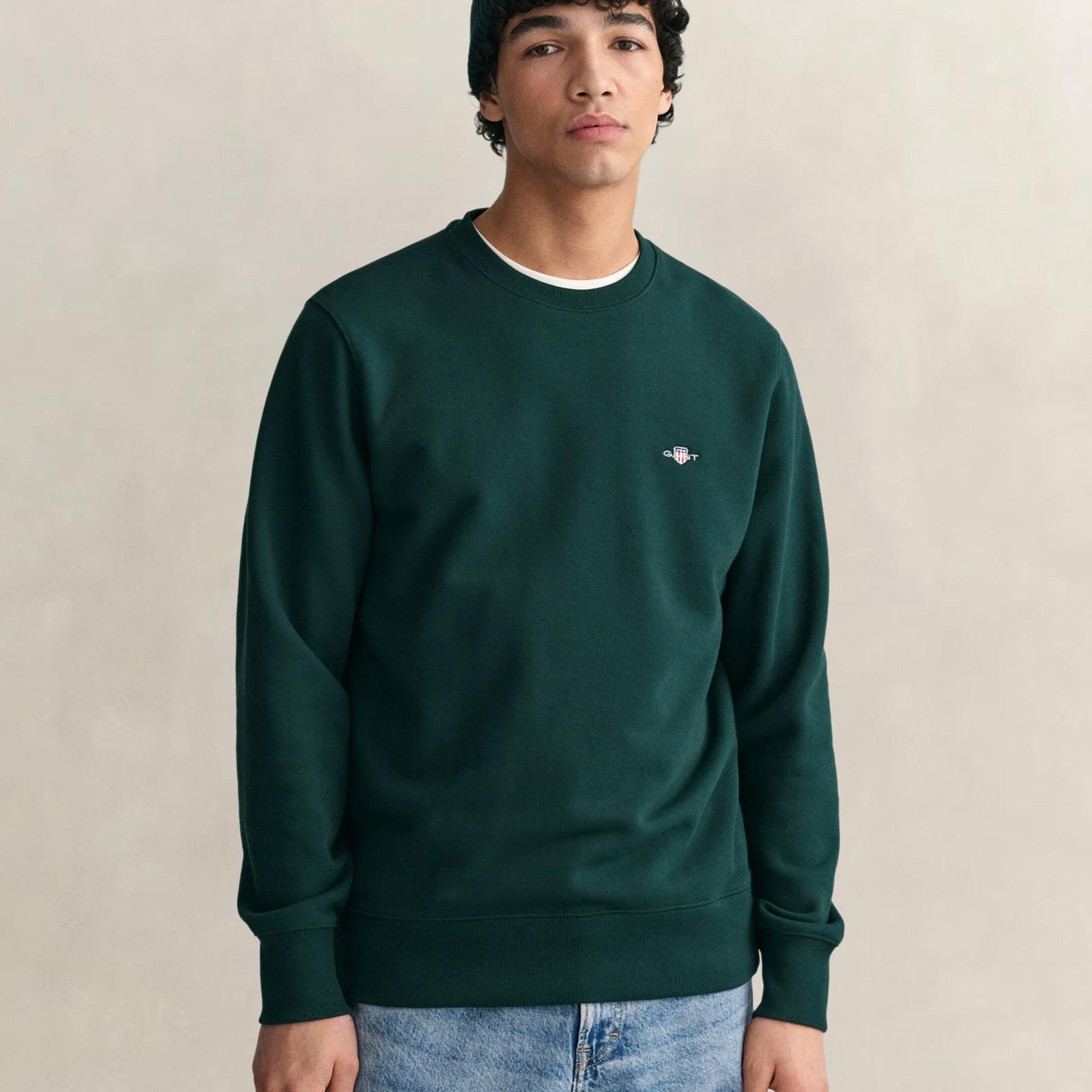 GANT Erkek Yeşil Regular Fit Bisiklet Yaka Sweatshirt
