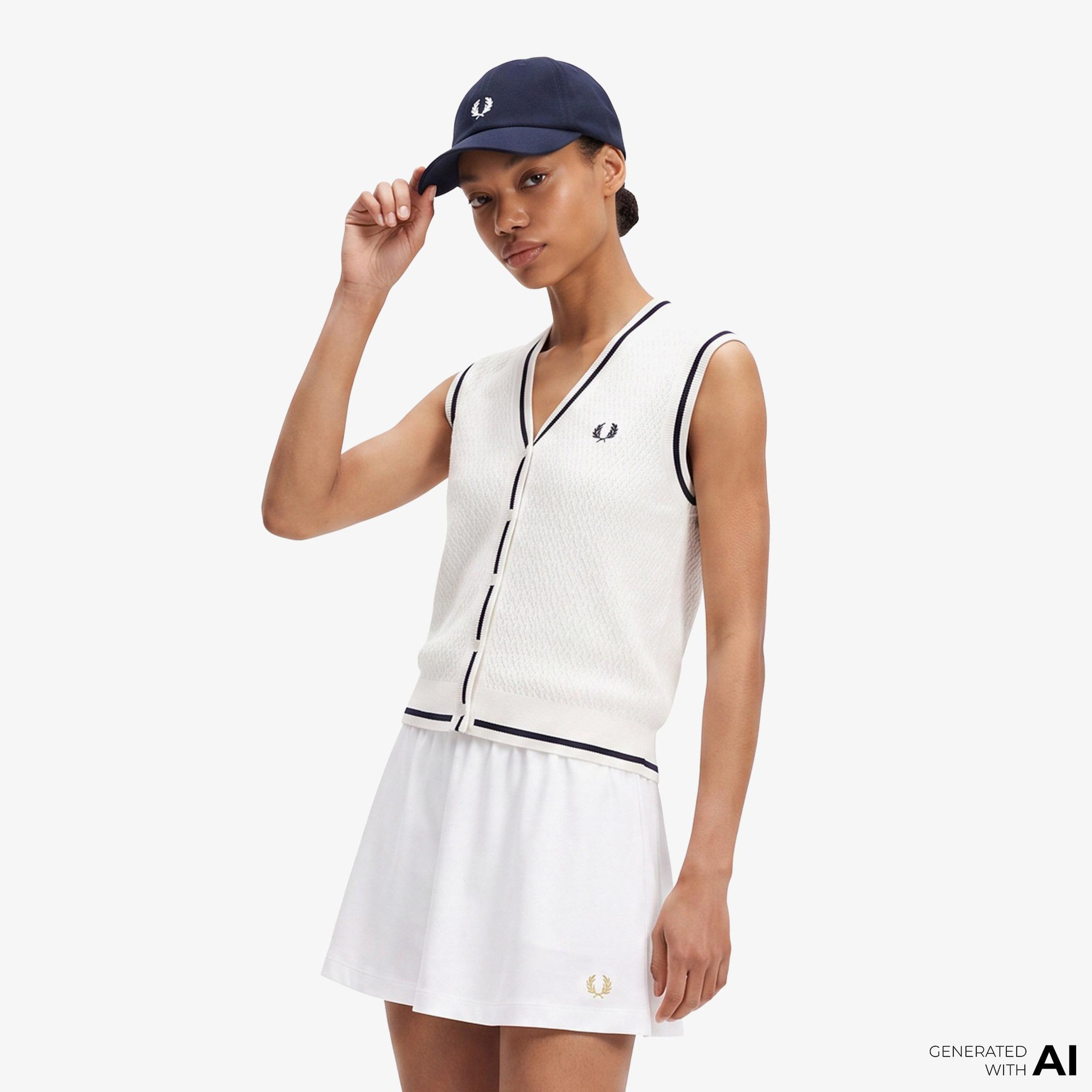 Fred Perry Kadın Beyaz Yelek