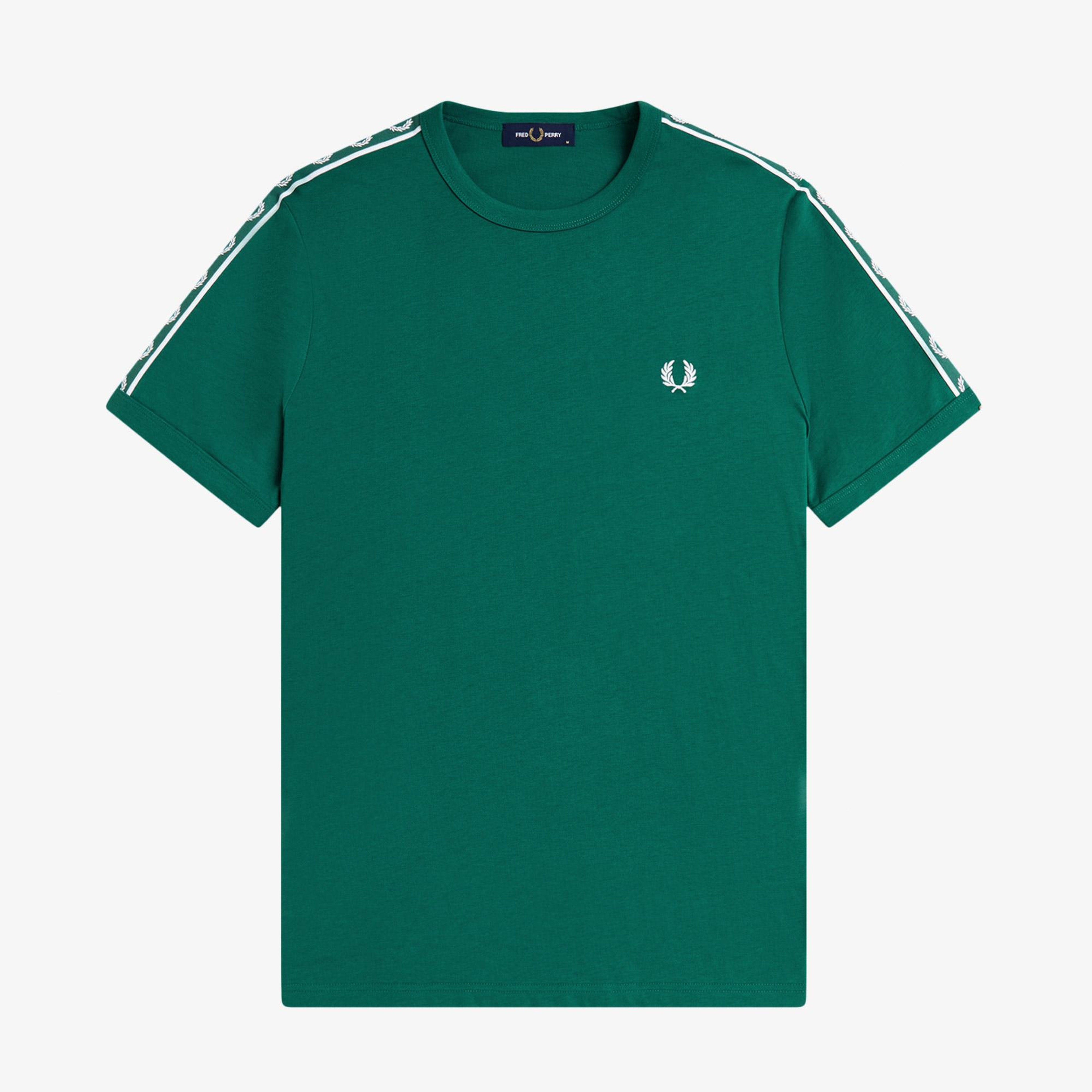 Fred Perry Contrast Tape Ringer Erkek Yeşil T-Shirt