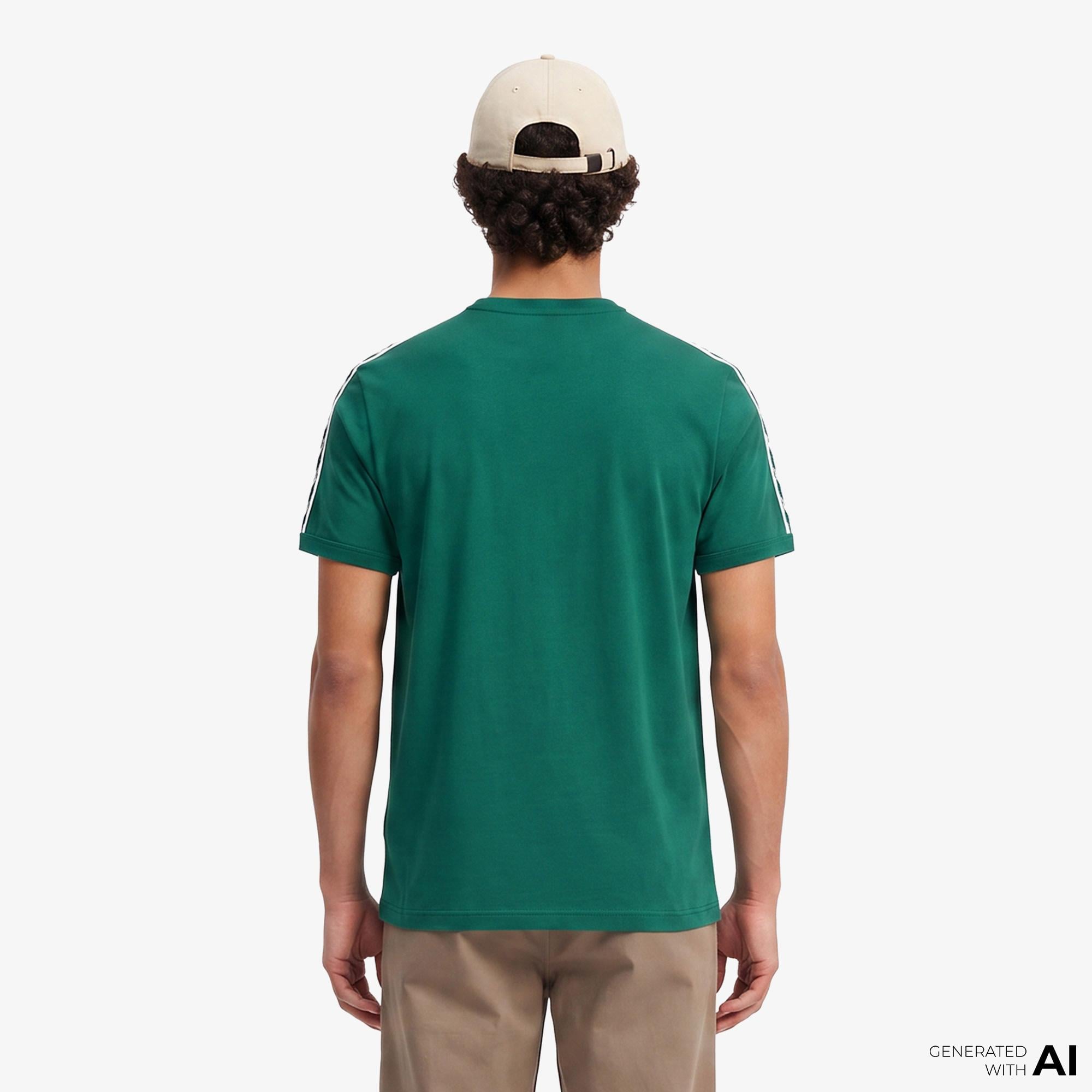 Fred Perry Contrast Tape Ringer Erkek Yeşil T-Shirt