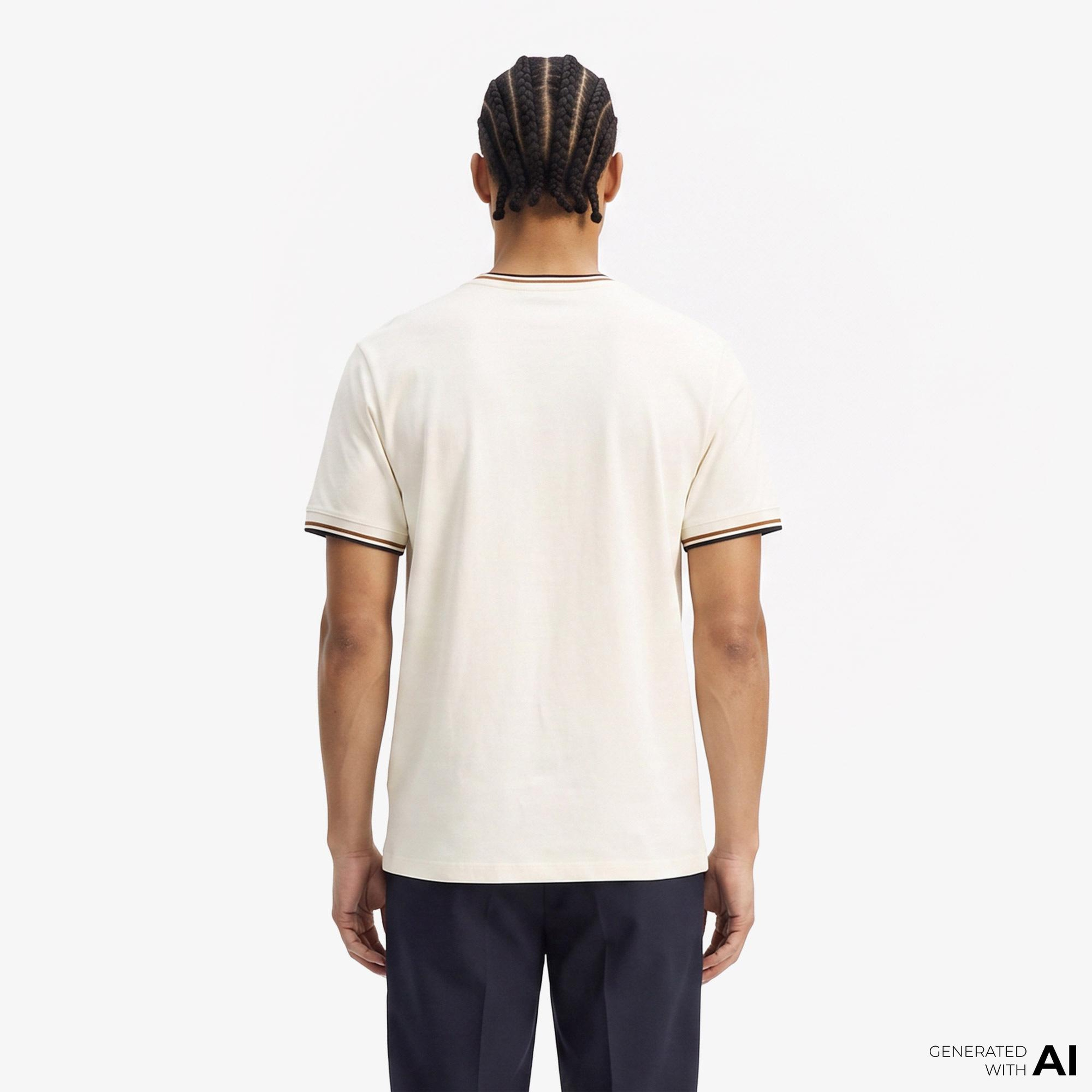 Fred Perry Twin Tipped Erkek Krem T-Shirt