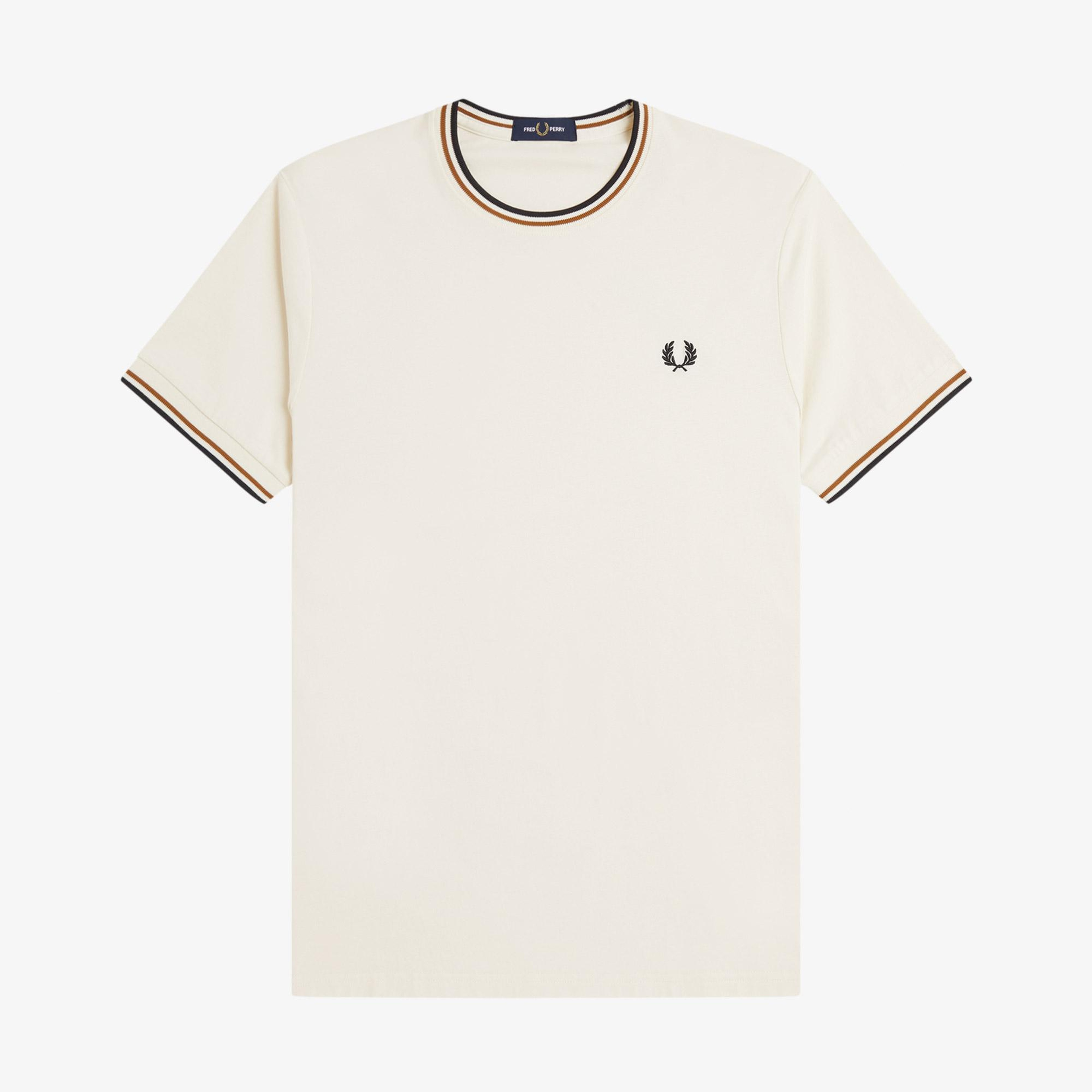 Fred Perry Twin Tipped Erkek Krem T-Shirt
