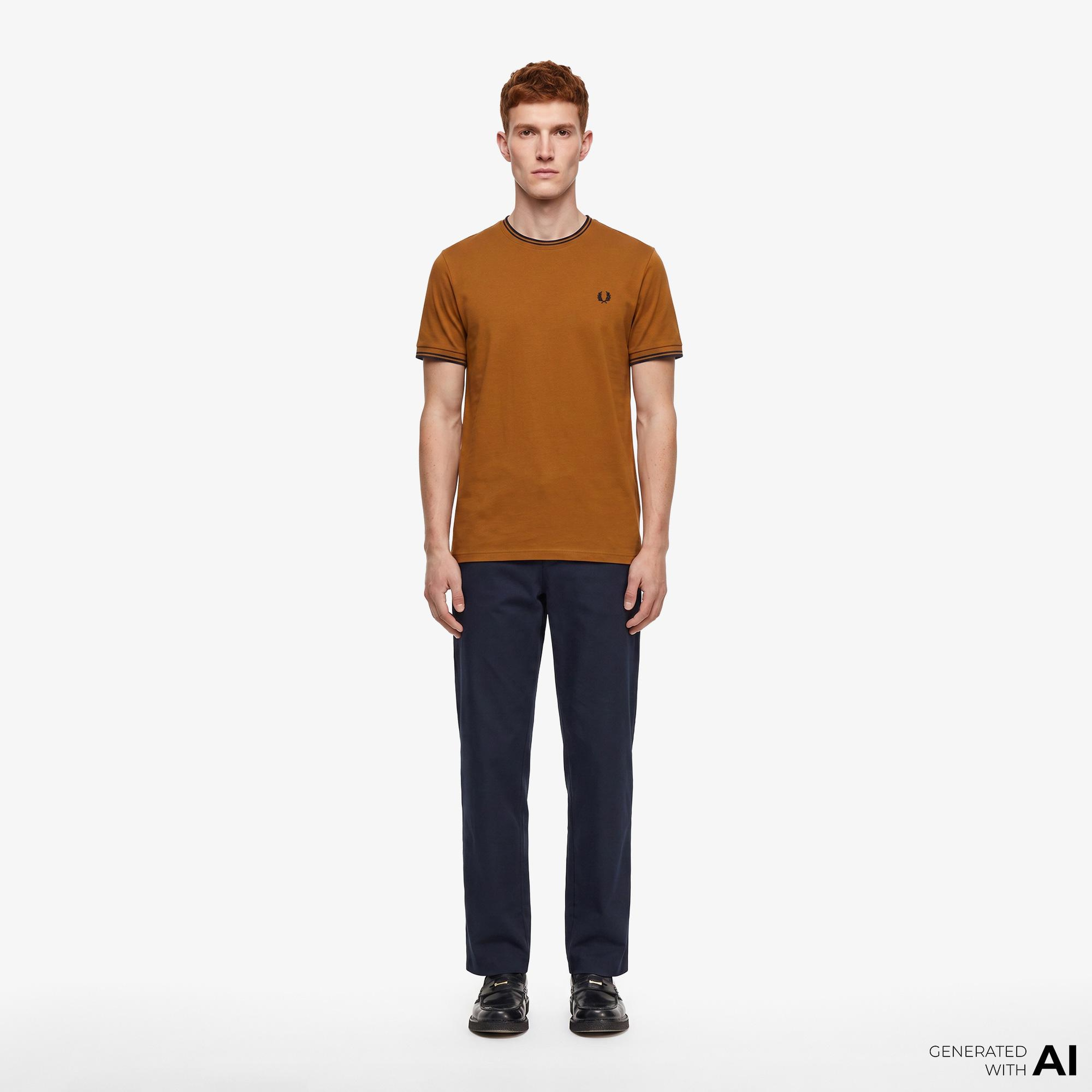 Fred Perry Twin Tipped Erkek Kahverengi T-Shirt