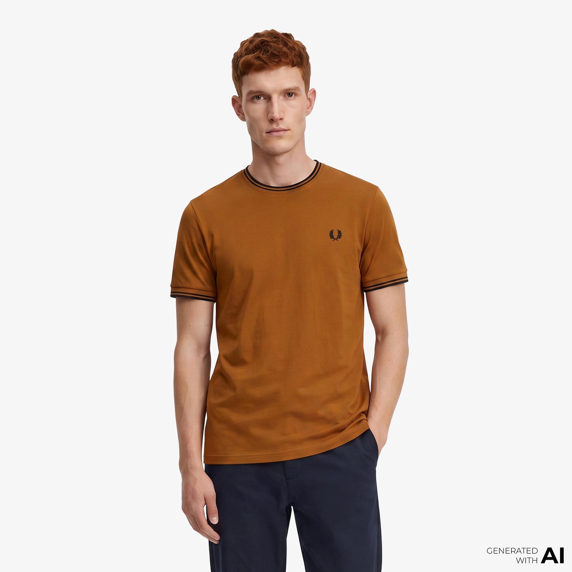 Fred Perry Twin Tipped Erkek Kahverengi T-Shirt