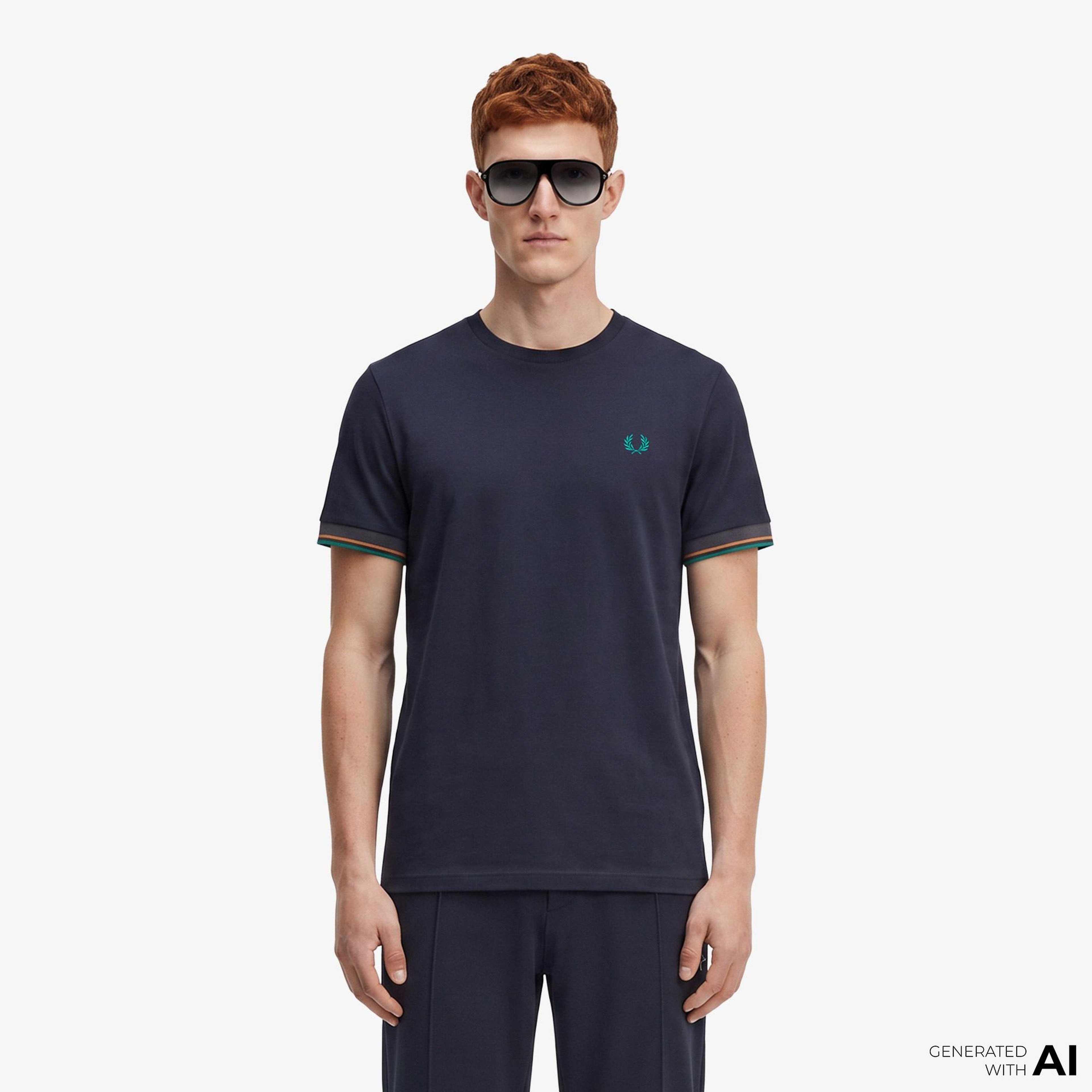 Fred Perry Twin Tipped Cuff Erkek Lacivert T-Shirt