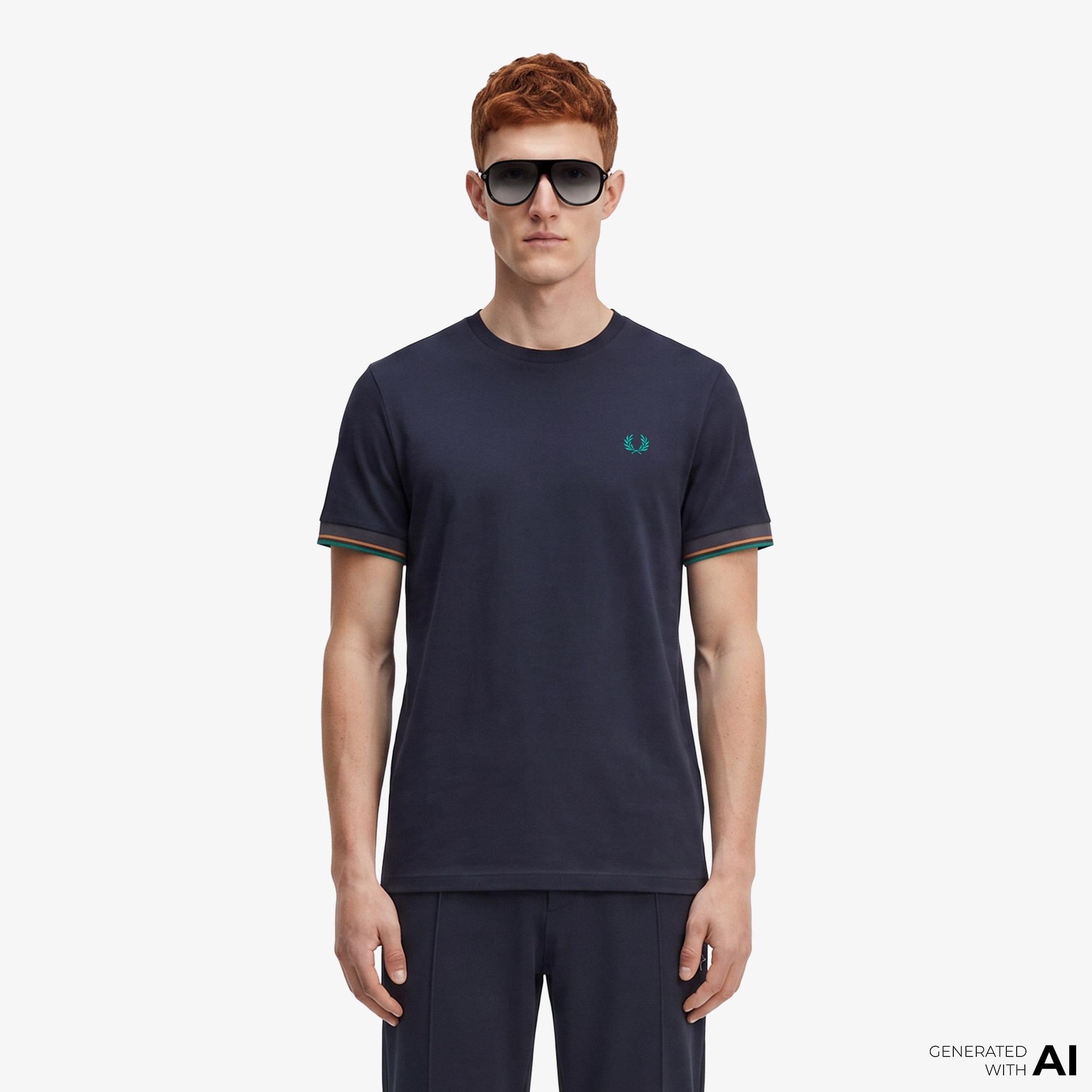 Fred Perry Twin Tipped Cuff Erkek Lacivert T-Shirt
