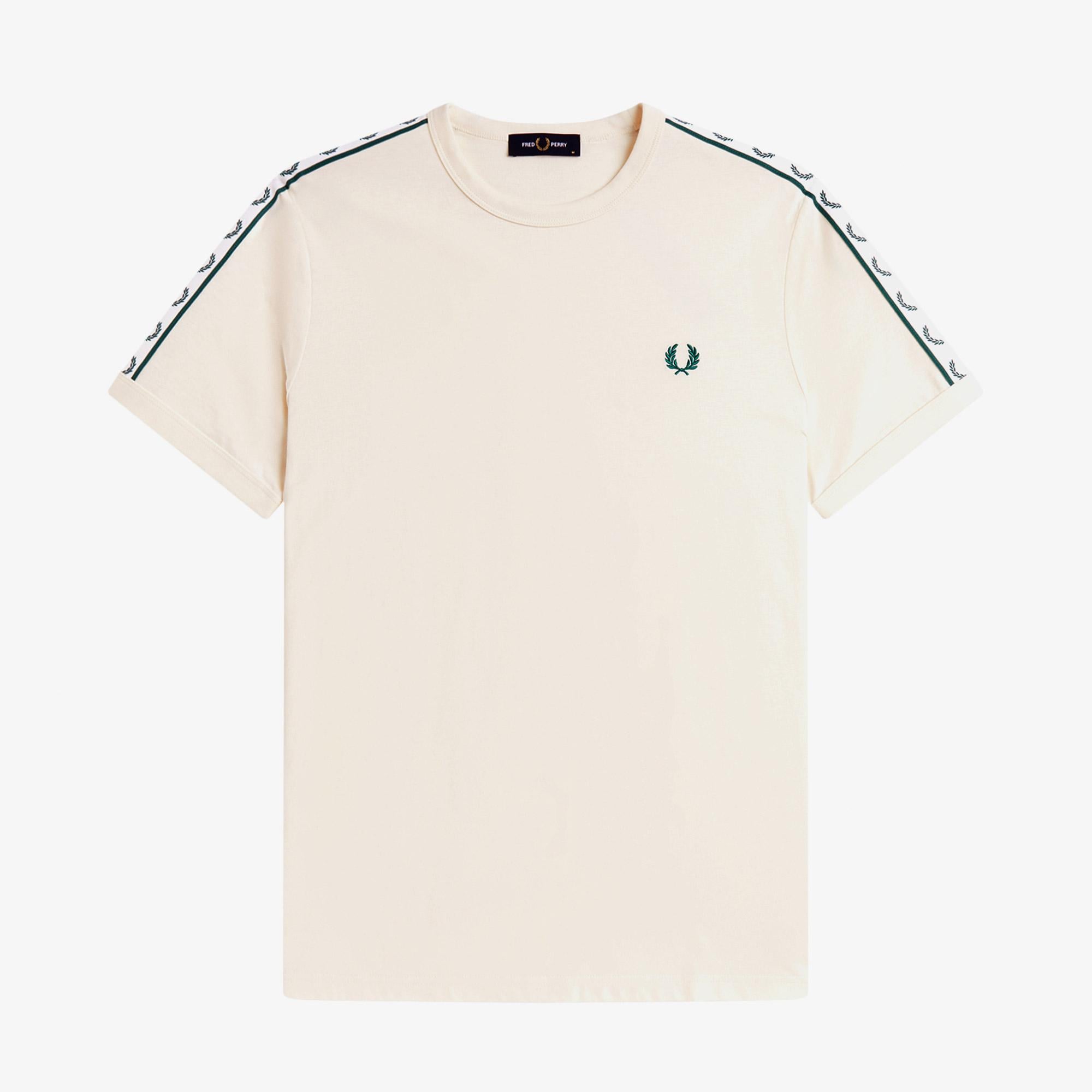 Fred Perry Contrast Tape Ringer Erkek Krem T-Shirt