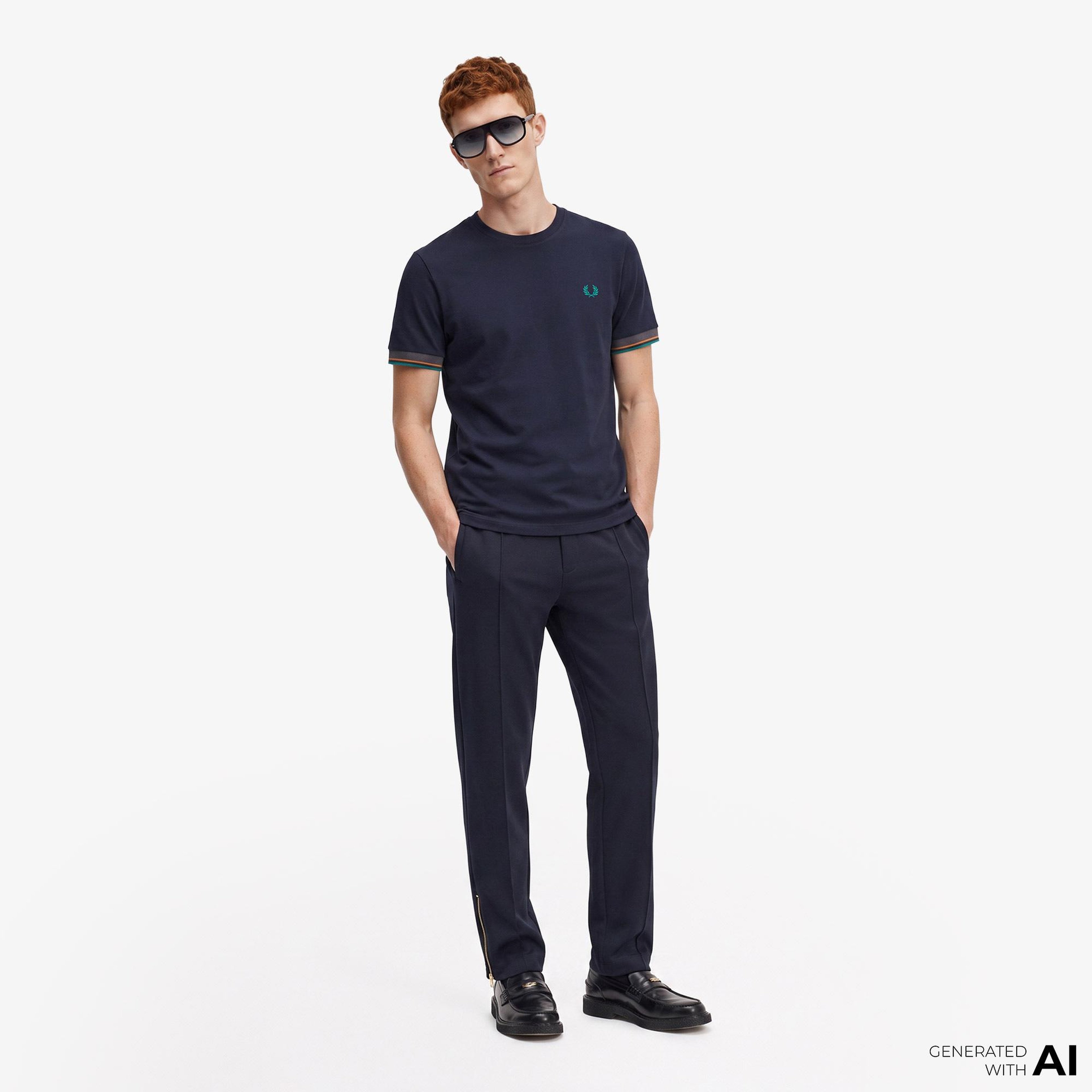 Fred Perry Twin Tipped Cuff Erkek Lacivert T-Shirt