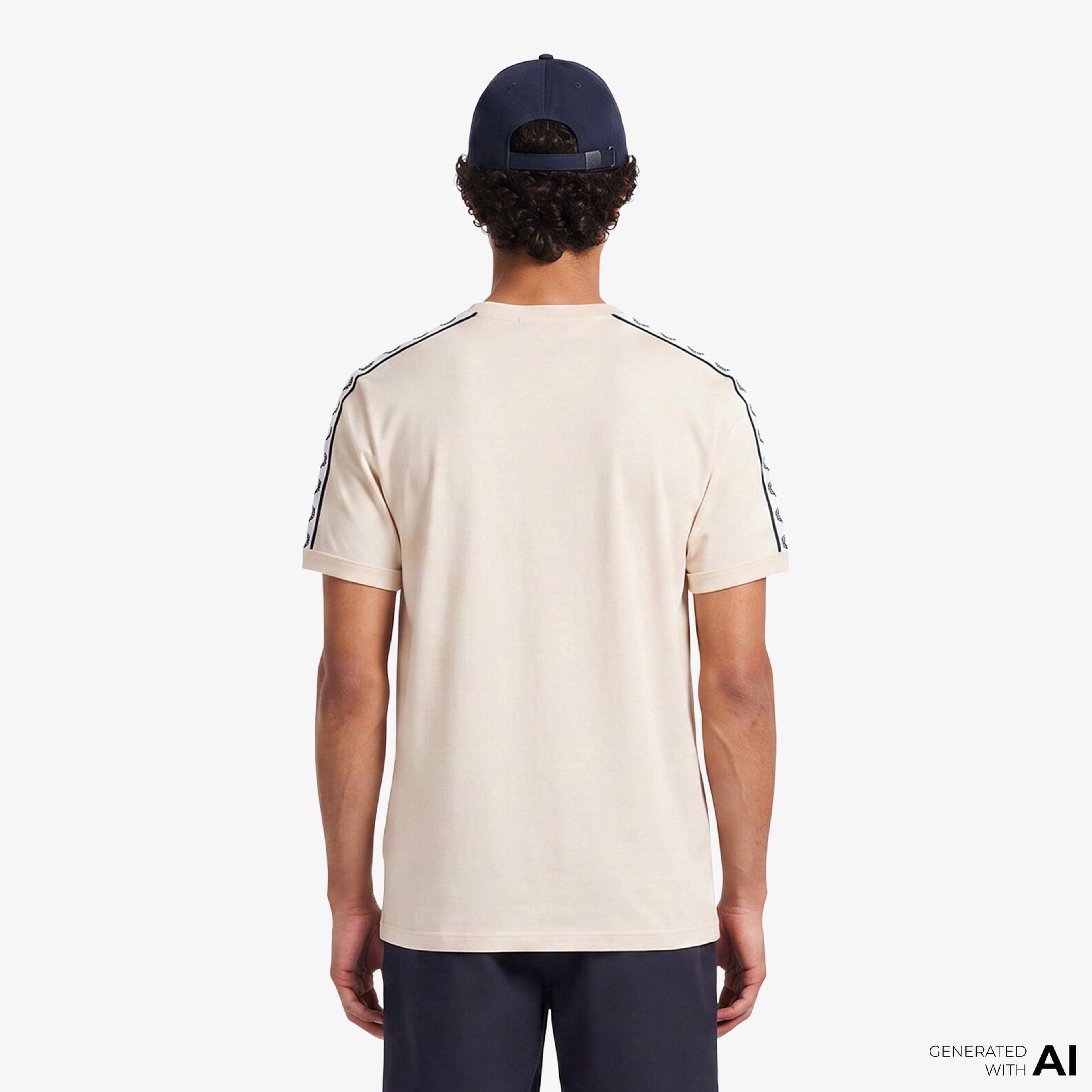 Fred Perry Contrast Tape Ringer Erkek Krem T-Shirt
