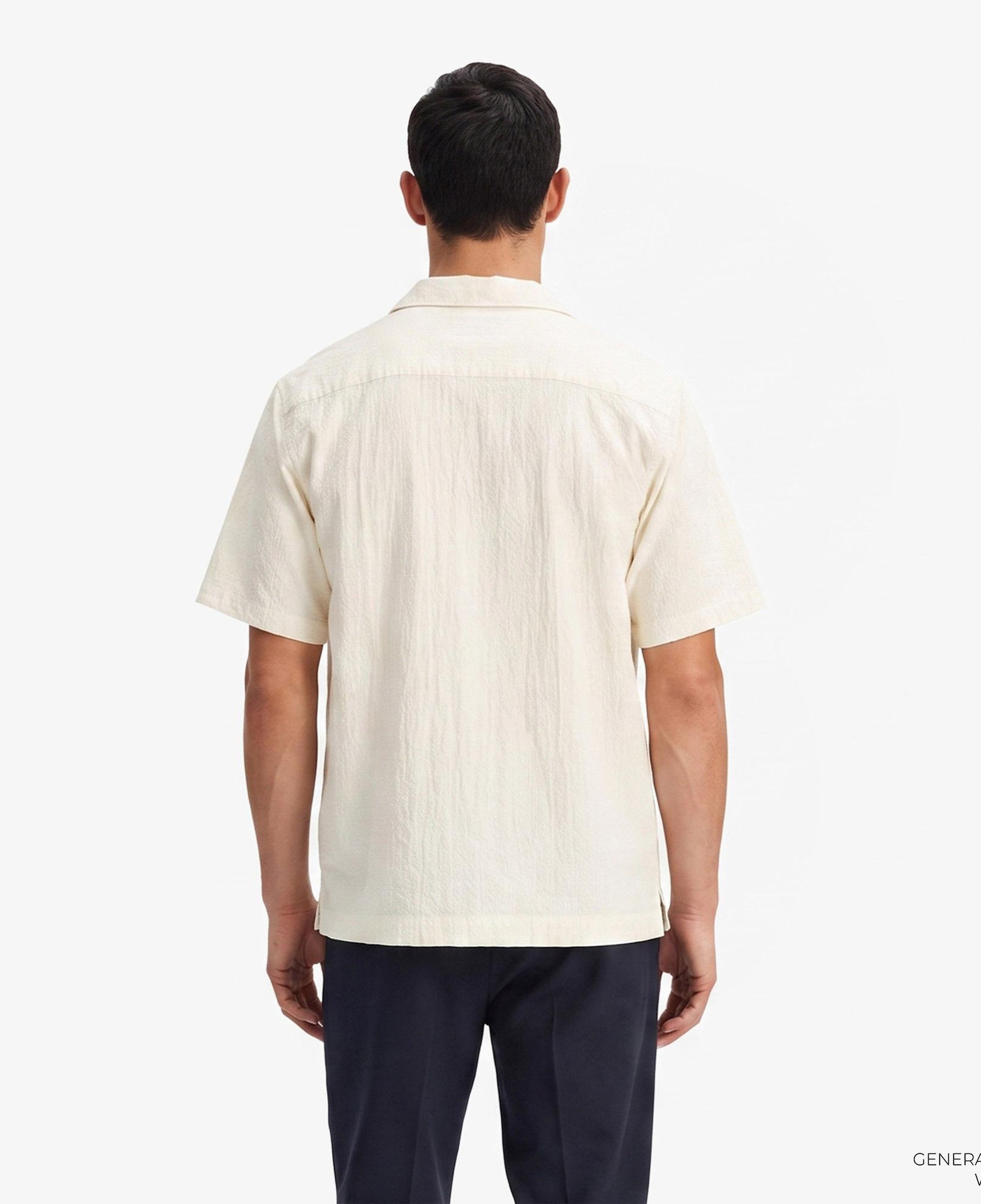 Fred Perry Seersucker Revere Collar Erkek Krem Gömlek