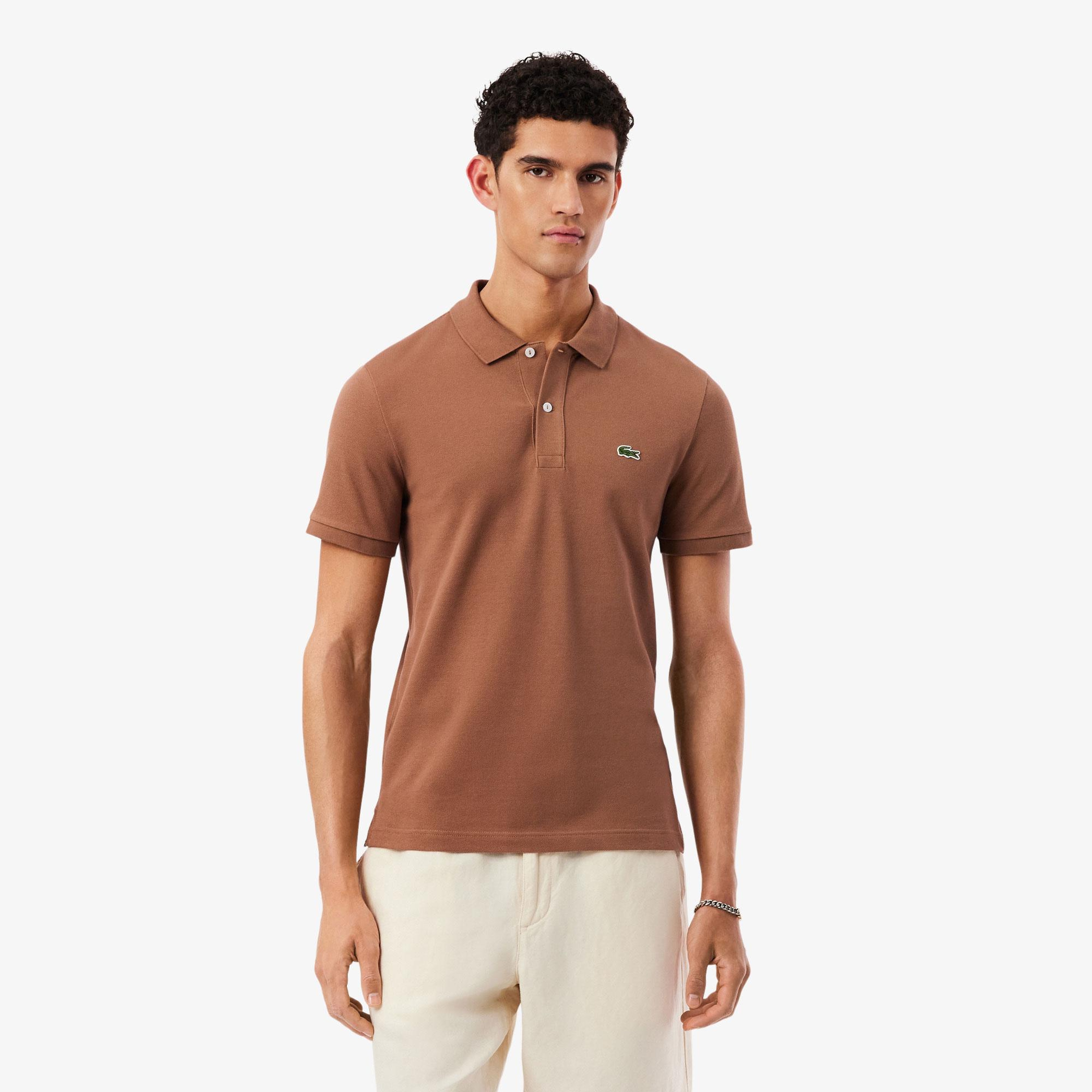 L.12.12 Erkek Slim Fit Polo Yaka Kahverengi Polo
